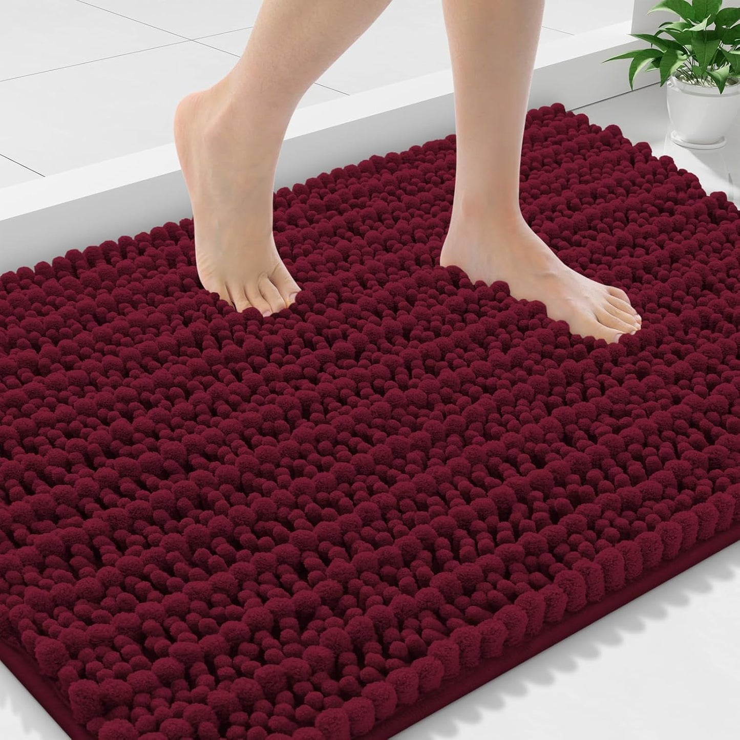 Smiry Bathroom Rugs Mat 36x24, Soft Chenille Non-Slip Mats
