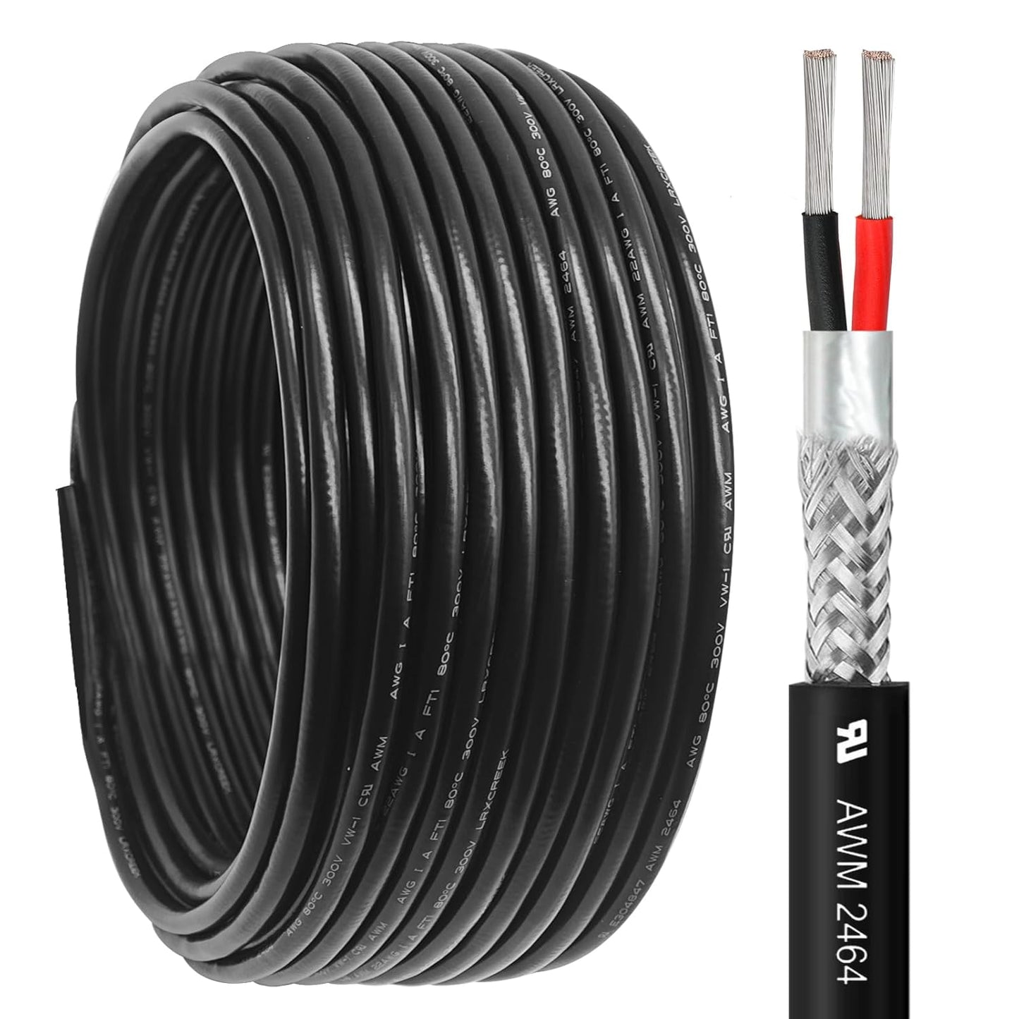 20/2 Shielded Wire 100FT 20 Gauge Tinned Copper Cable