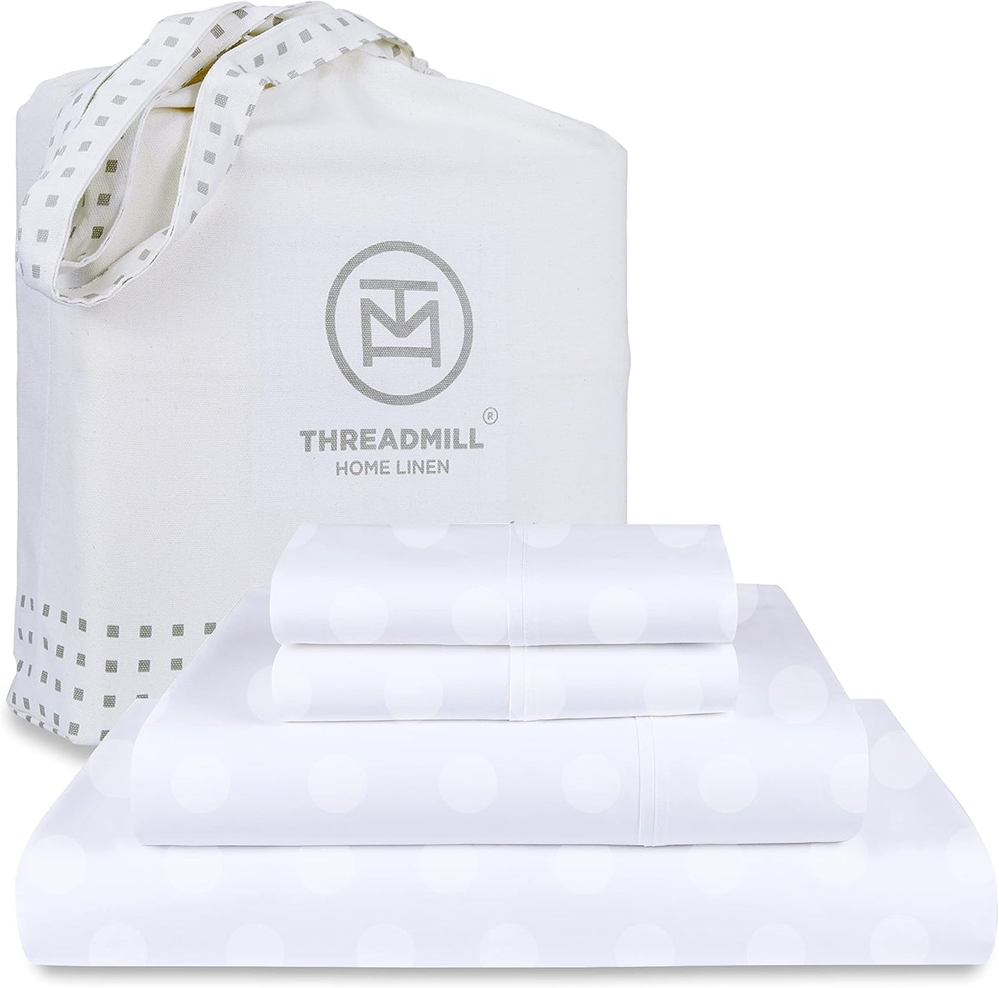 Threadmill Cotton Queen Sheet Set - 100% Cotton Damask Jacquard
