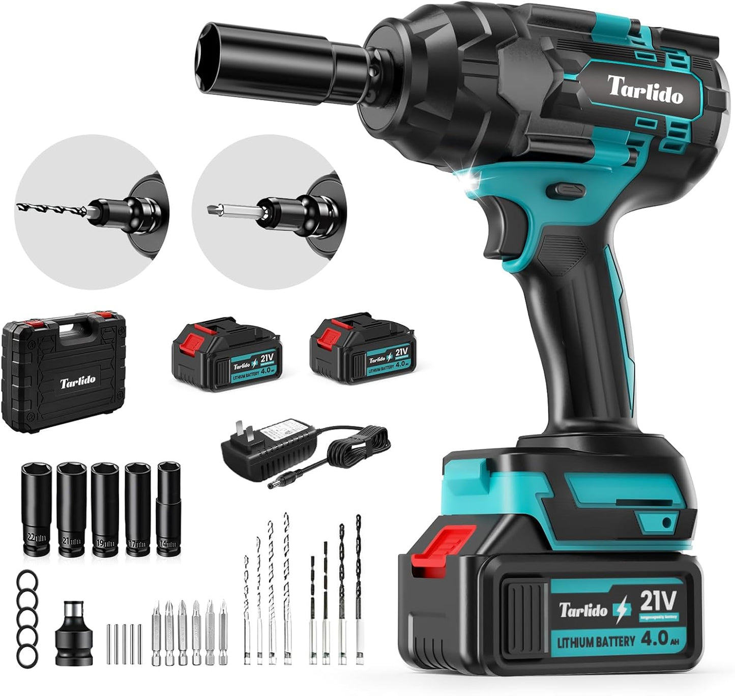 Cordless Impact Wrench with 800Nm Torque and Accessories