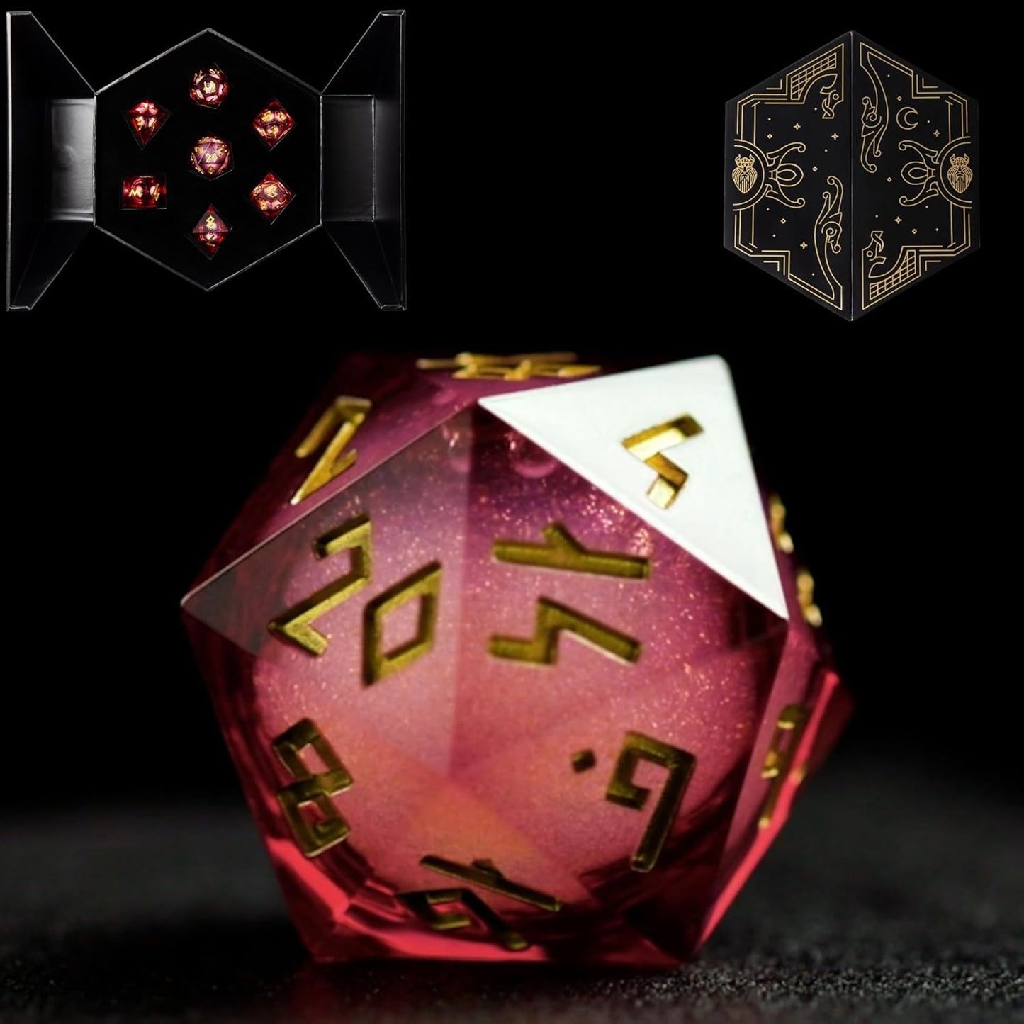HEIMDALLR Liquid Core DND Dice Set with LED Display Case