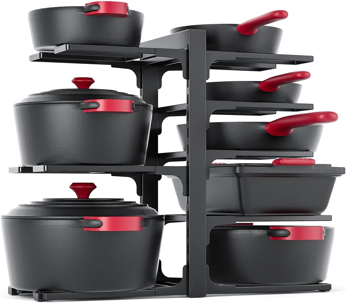 8-Tier Pots and Pans Organizer for Kitchen Cabinet Storage