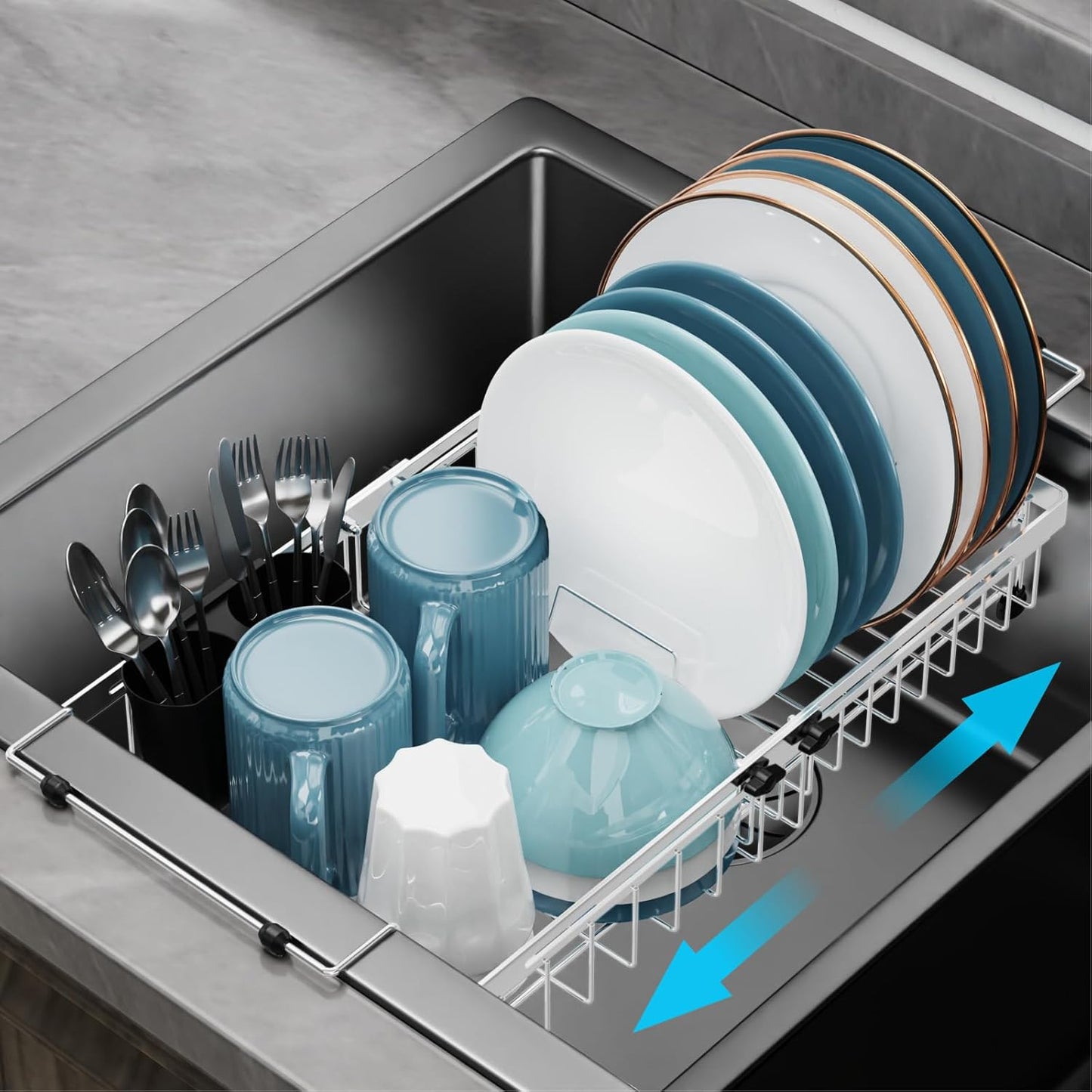 GSlife Expandable In Sink Dish Drying Rack for Kitchen Use