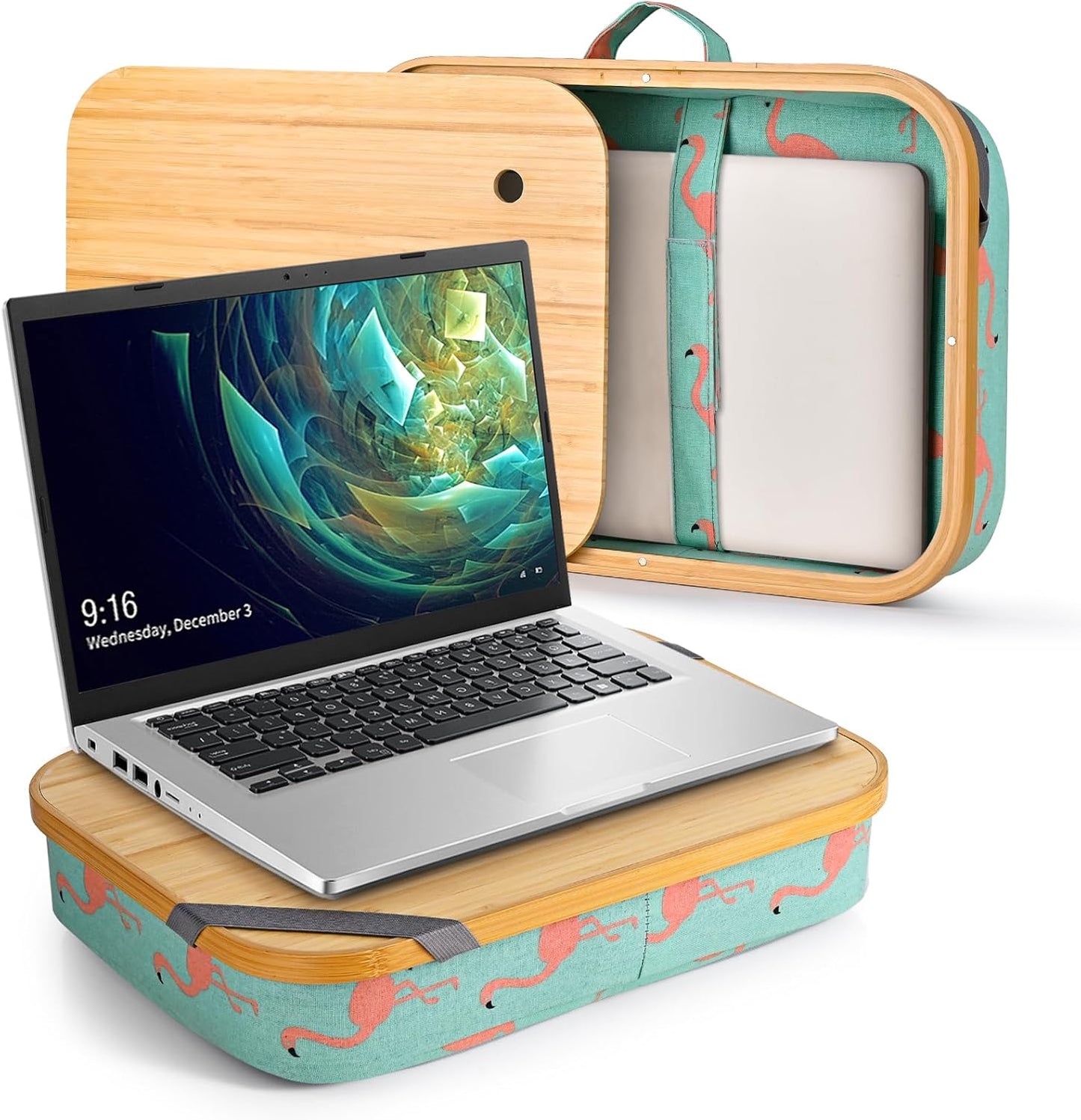 Mayjoy Bamboo Lap Desk with Storage for Work on Bed or Couch