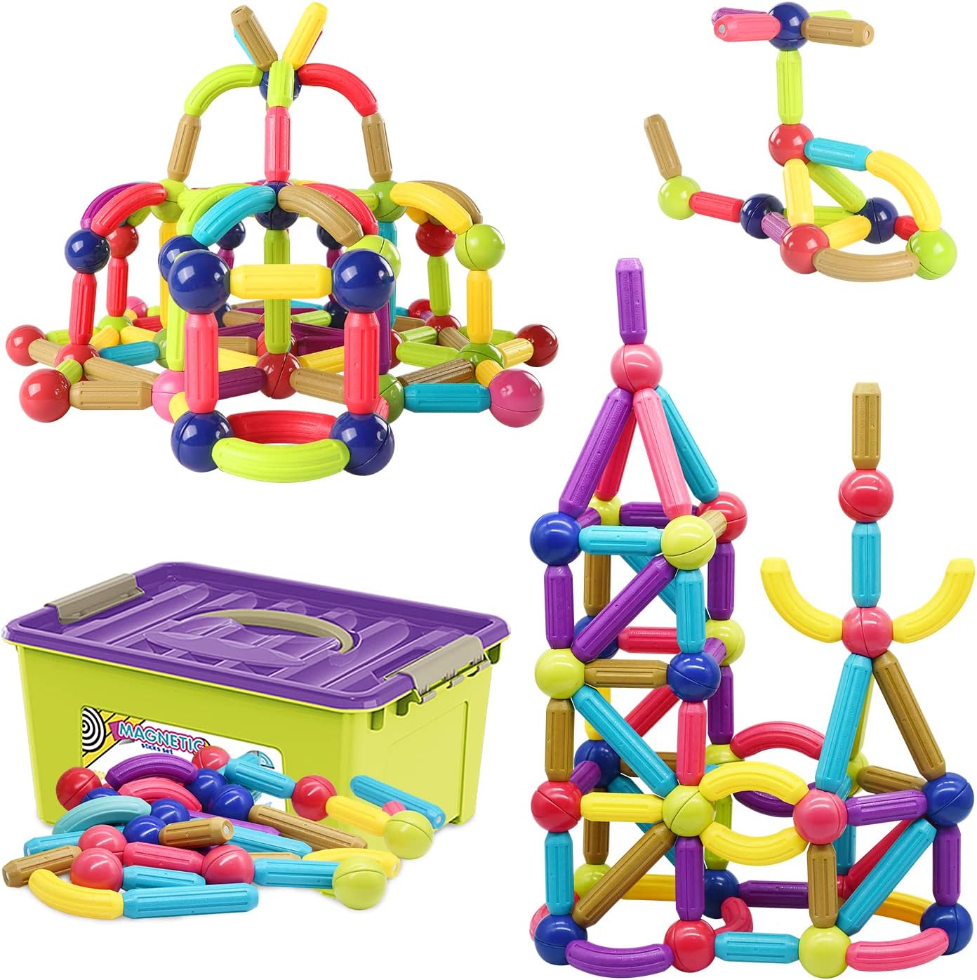 Huaker 88-Piece Magnetic Building Set for Creative Play