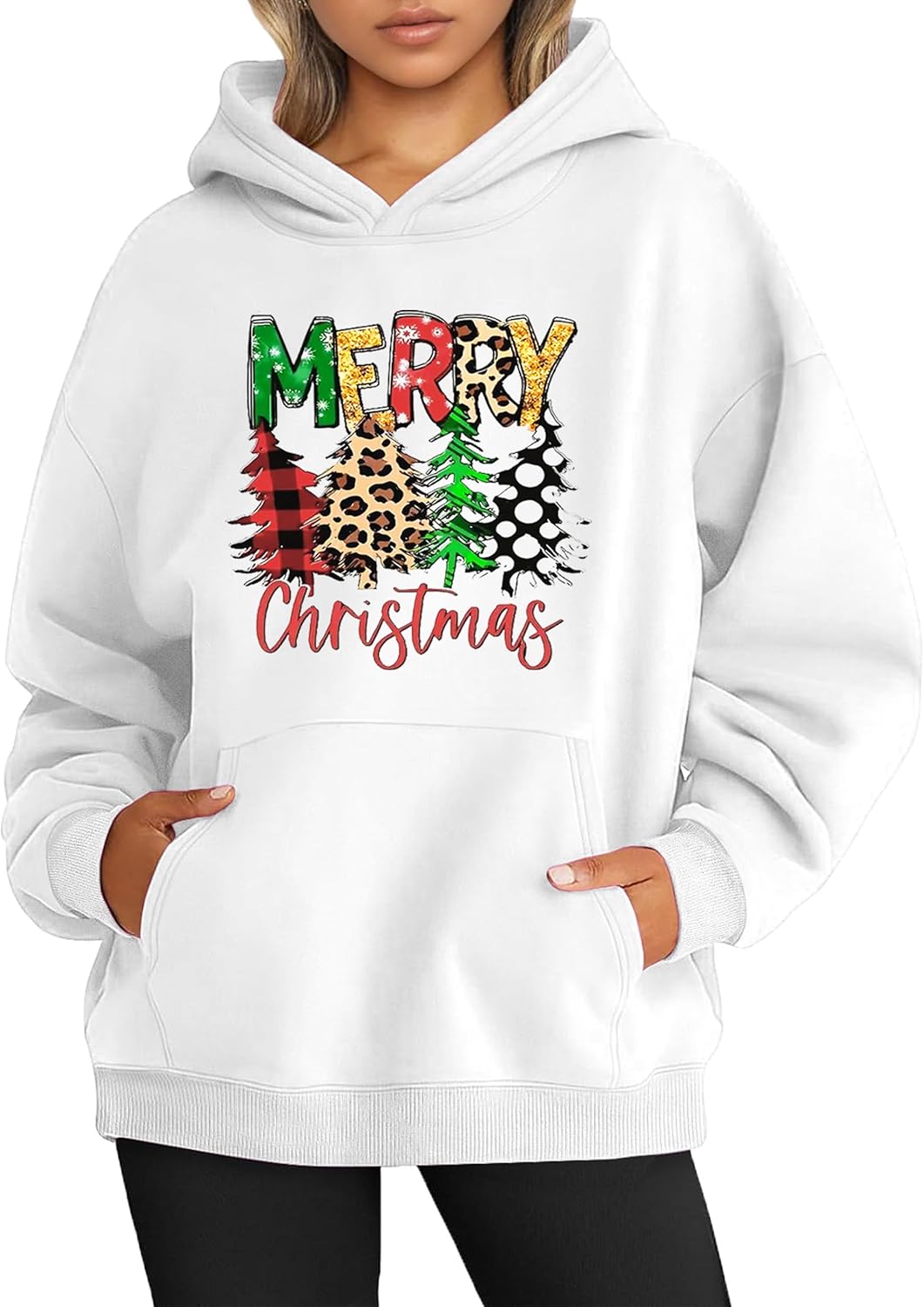 Merry Christmas Oversized Hoodie with Pocket
