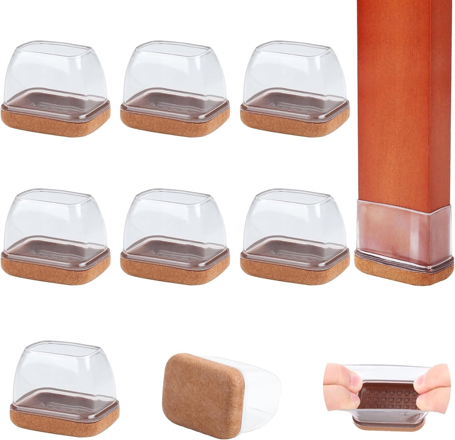 Anti-Scratch Chair Leg Protectors for Hardwood Floors - Set of 8