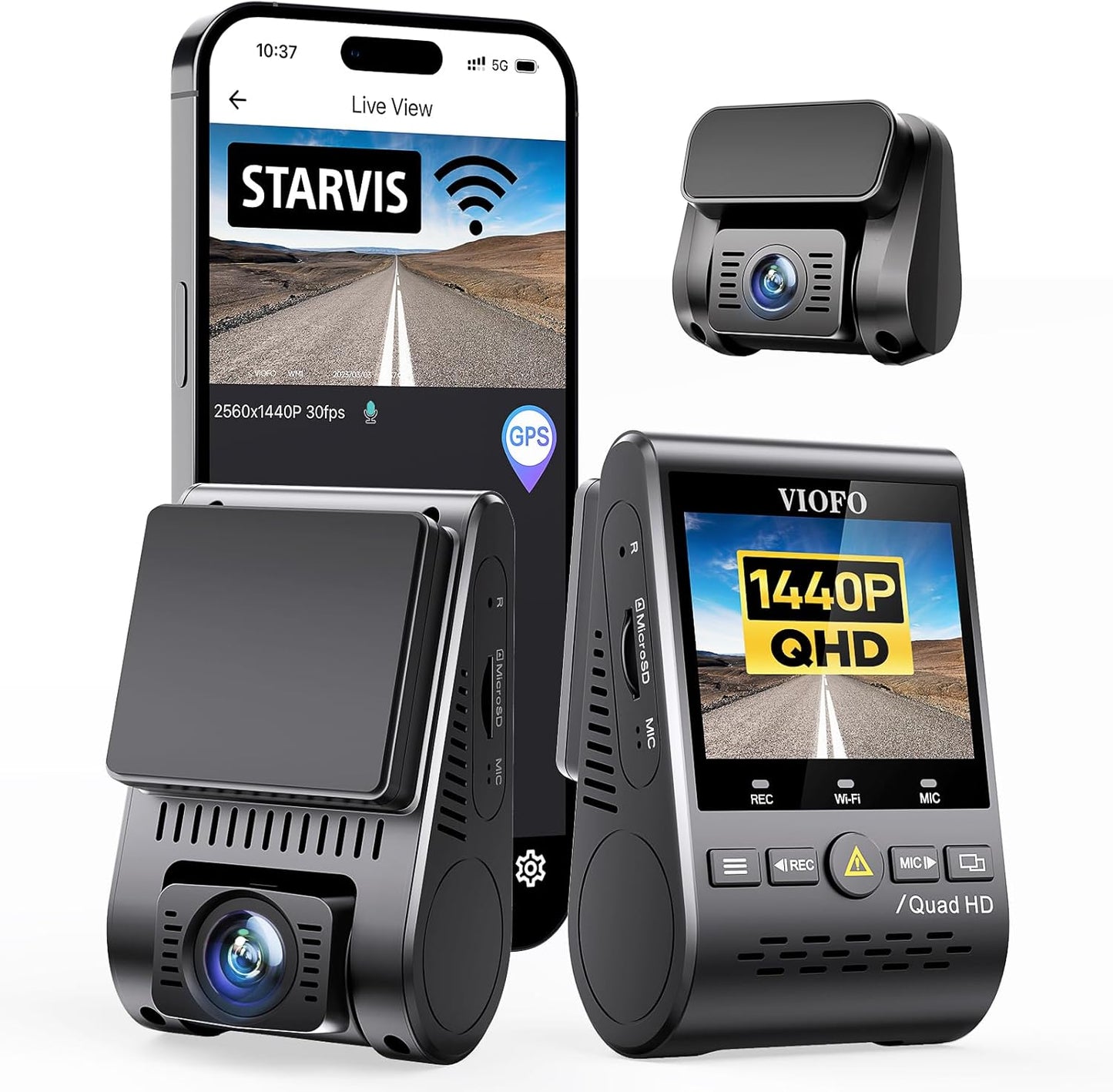 VIOFO A129 Plus Duo Dual Dash Cam with 2K Front and Rear Recording