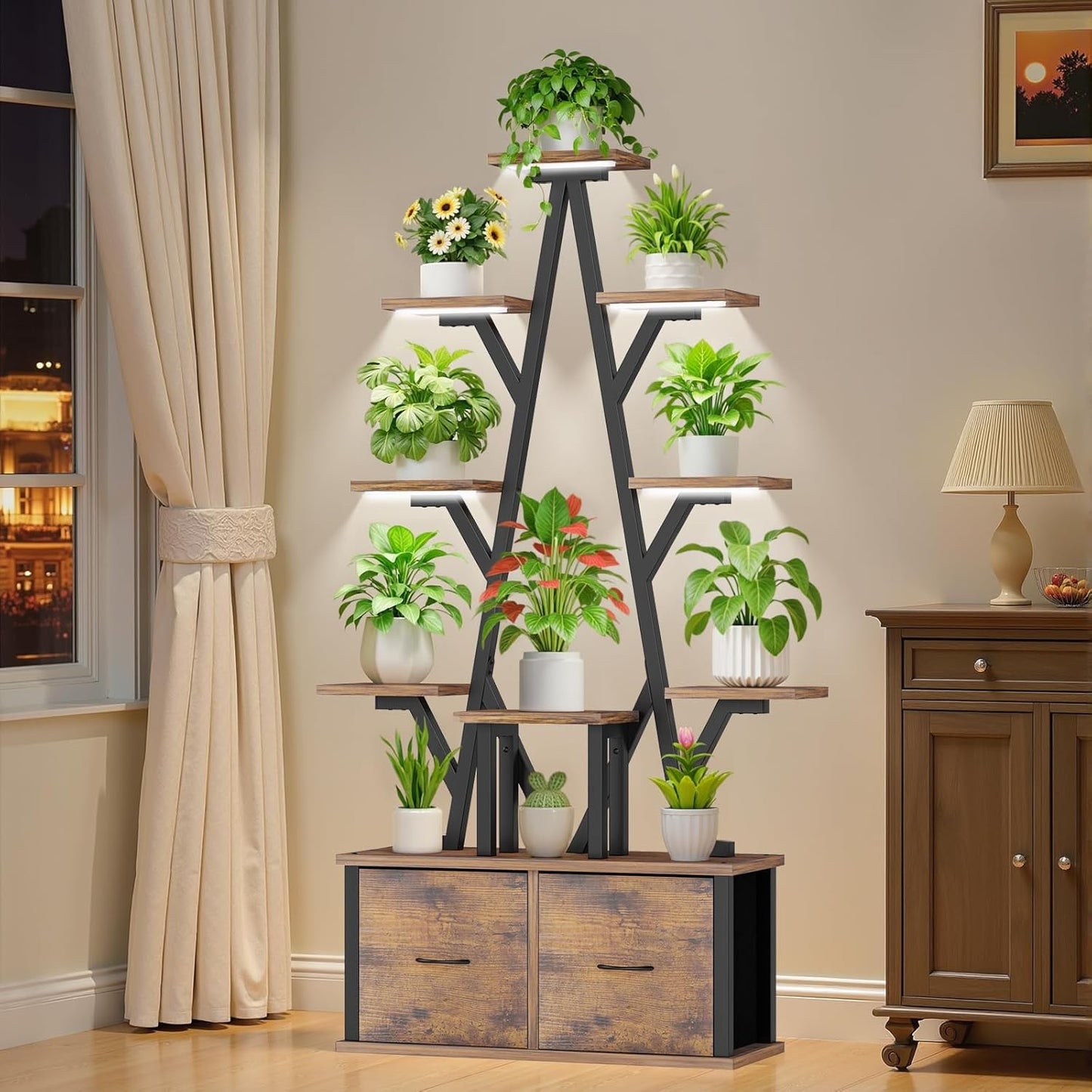 Plant Stand Indoor with Grow Lights - 10 Tiered Shelf for Home