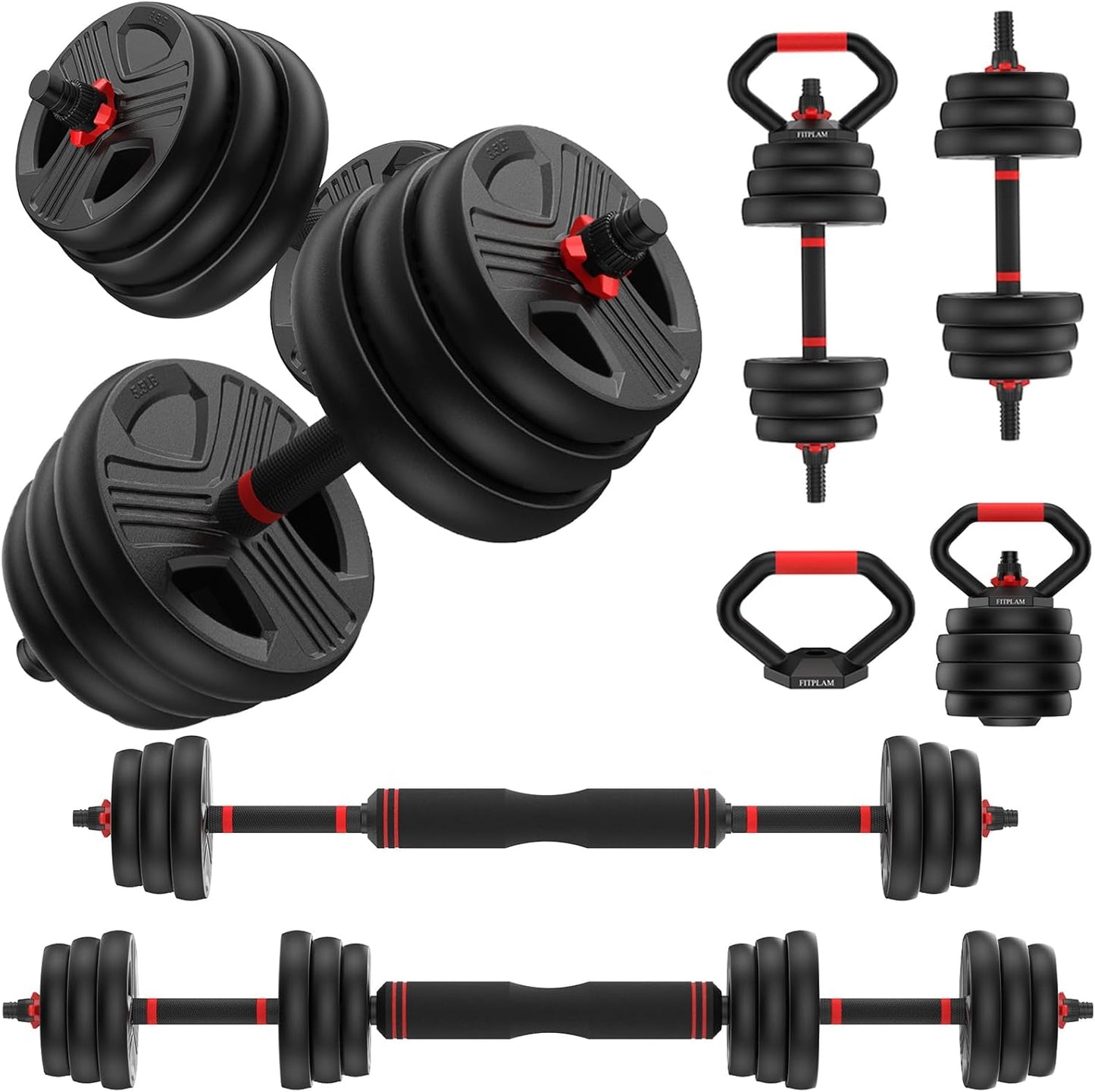 FITPLAM Adjustable Dumbbell Set: 90lbs in 1! Versatile Home Gym Workout