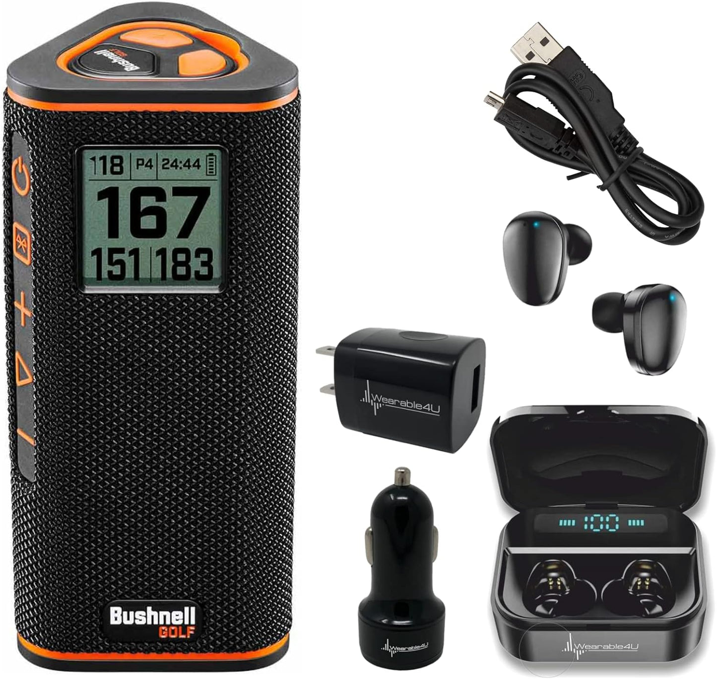 Bushnell Wingman View Golf GPS Speaker with Ultimate Earbuds
