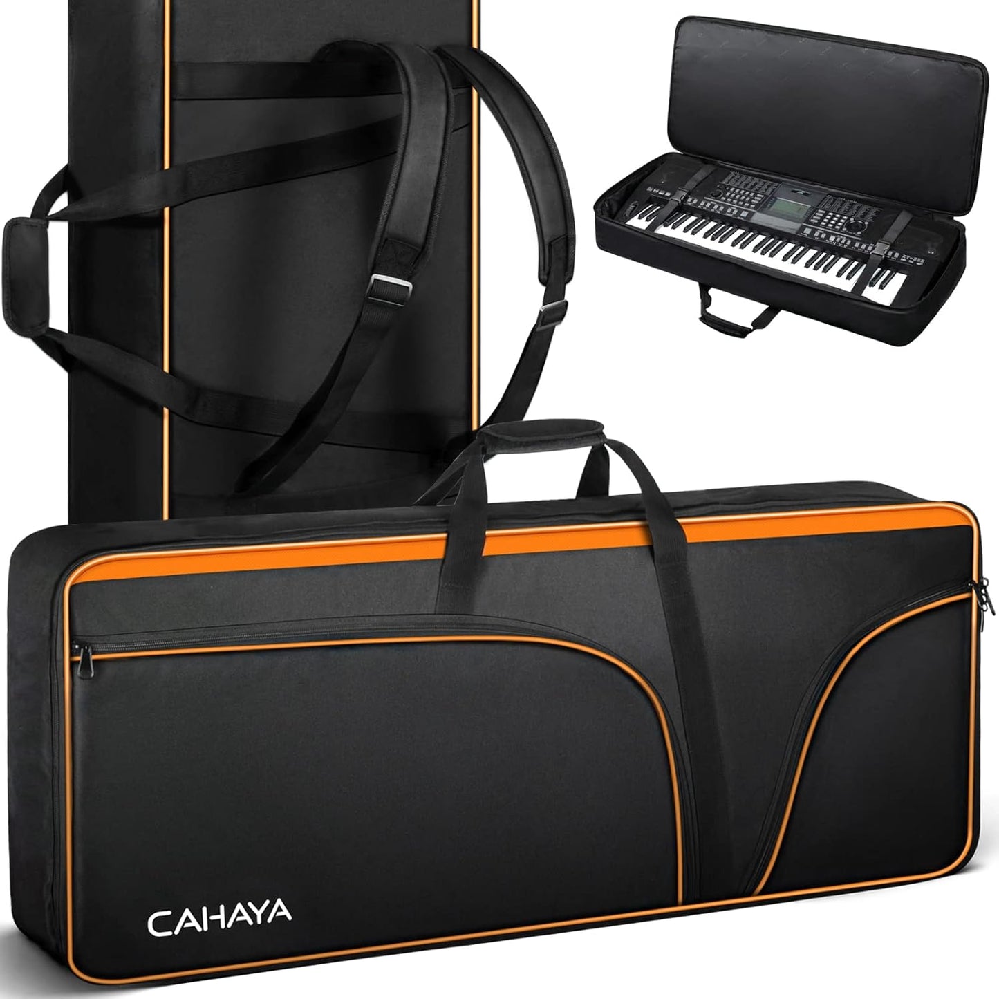 Portable 61 Key Keyboard Case with Adjustable Straps and Pockets