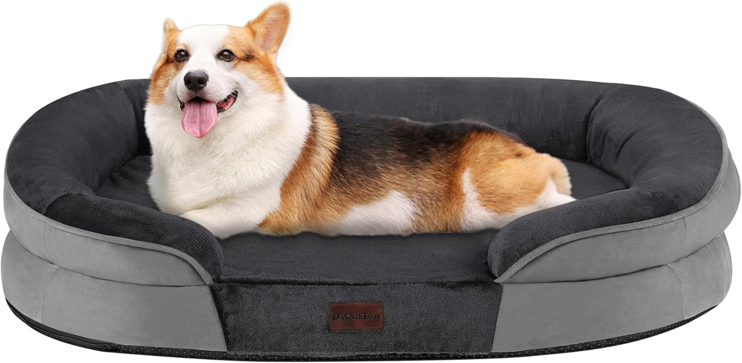 Dwanton Orthopedic Dog Bed with Gel Memory Foam for Comfort