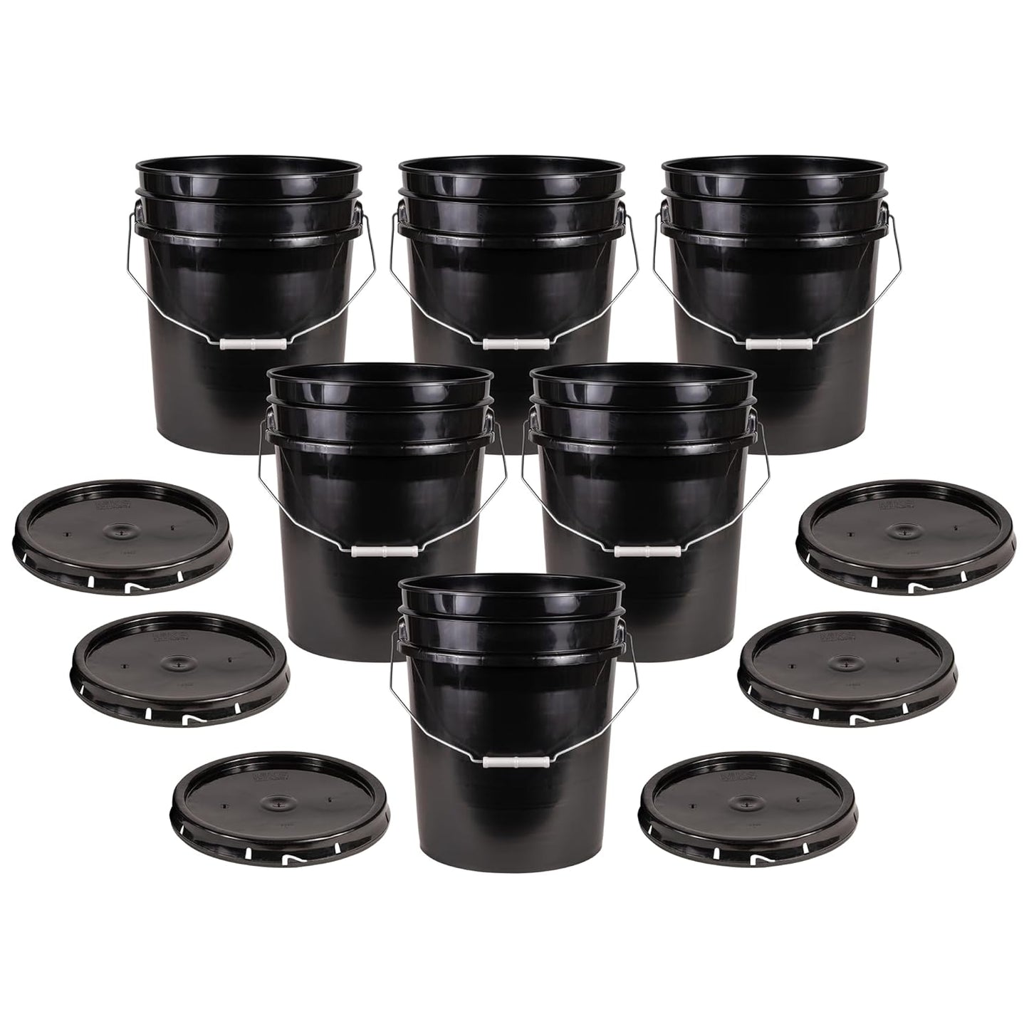 Durable 5 Gallon Black Bucket & Lid - 90 Mil Food Grade Pail