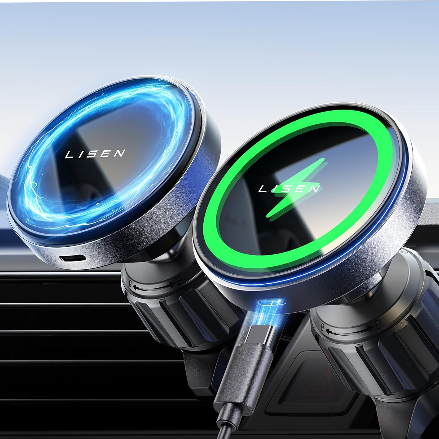 LISEN 15W Fast Car Mount Charger - Effortless Wireless Charging