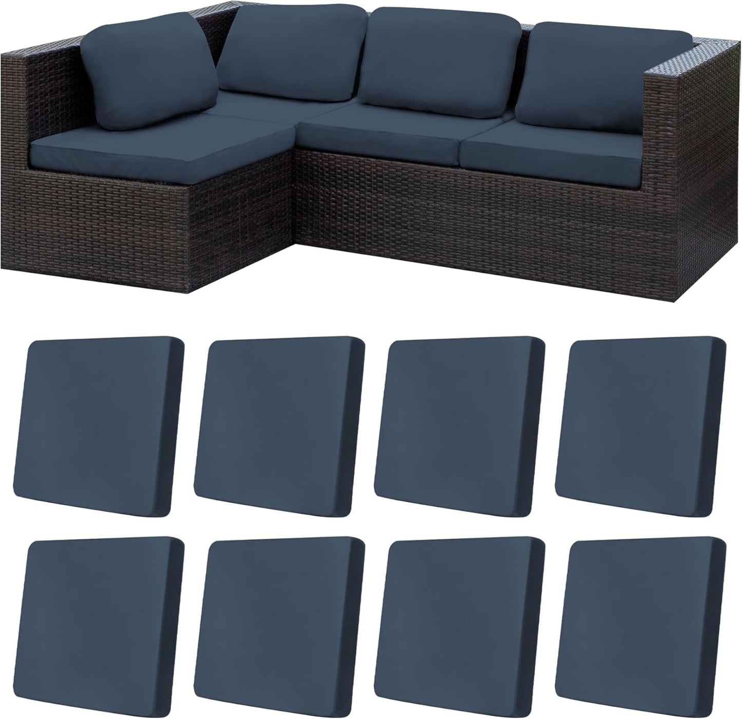8Pcs Stretch Patio Cushion Covers for Outdoor Furniture Protection