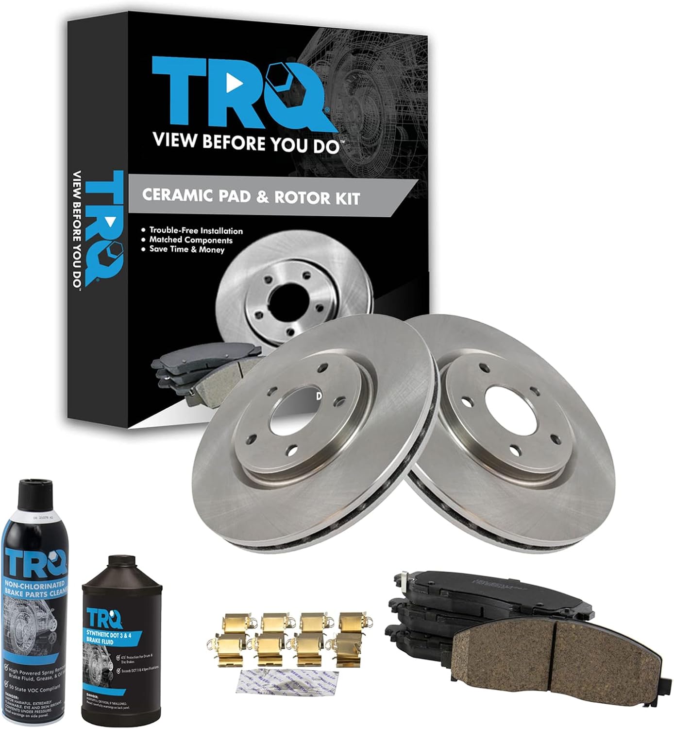 TRQ Front Ceramic Brake Pad & Rotor Kit for Chrysler VW Van
