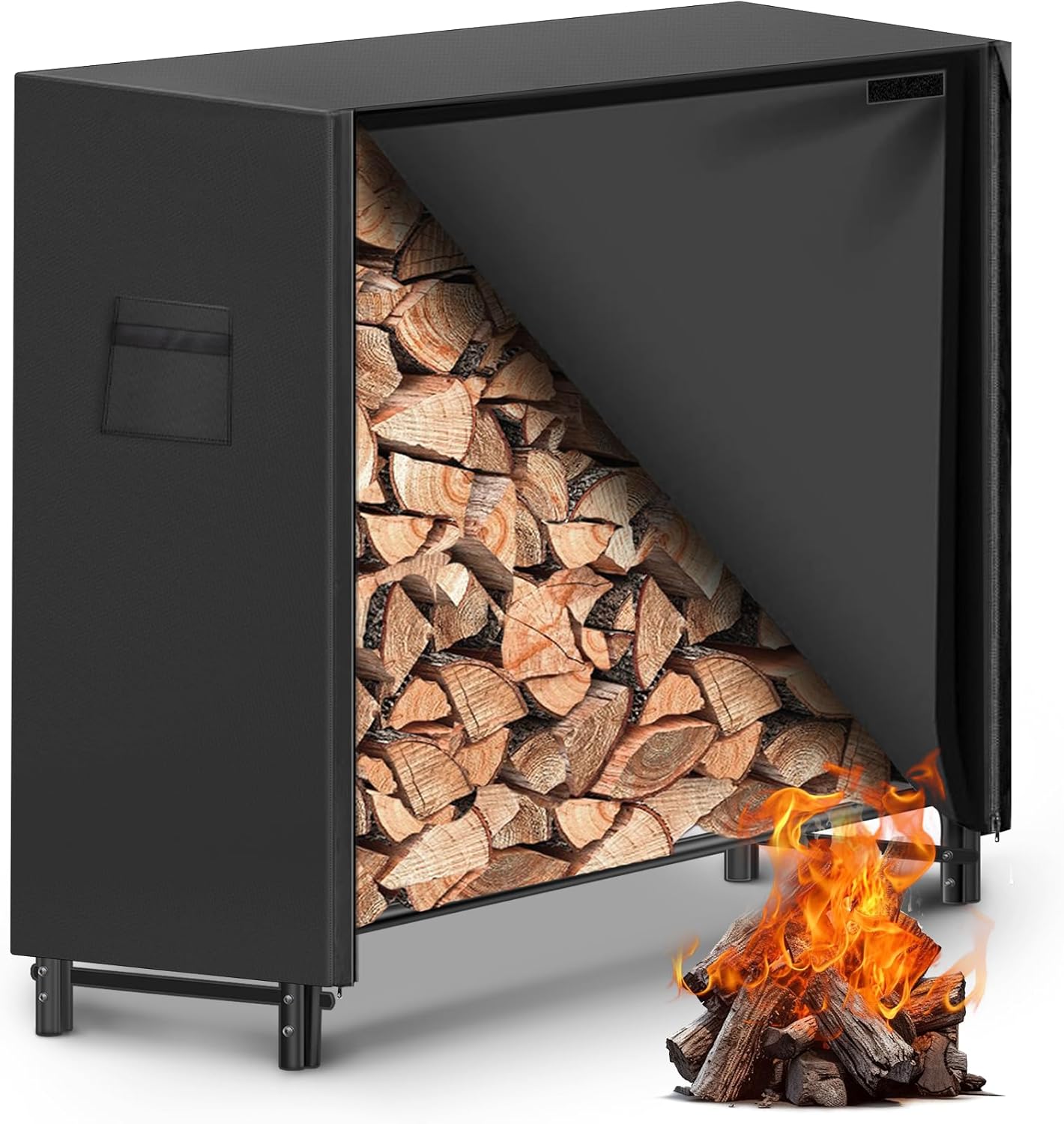 Gtongoko 4FT Firewood Rack with Cover for Outdoor Storage