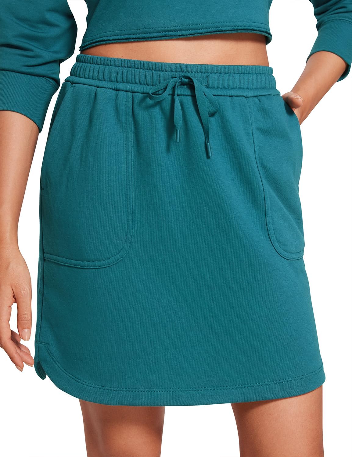 CRZ YOGA 17'' Comfy Cotton Sweat Skirt with Pockets