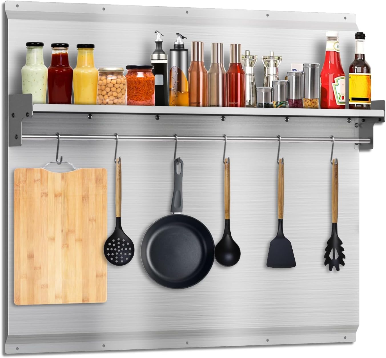 30x24 Stainless Steel Backsplash for Stove with Storage Rack