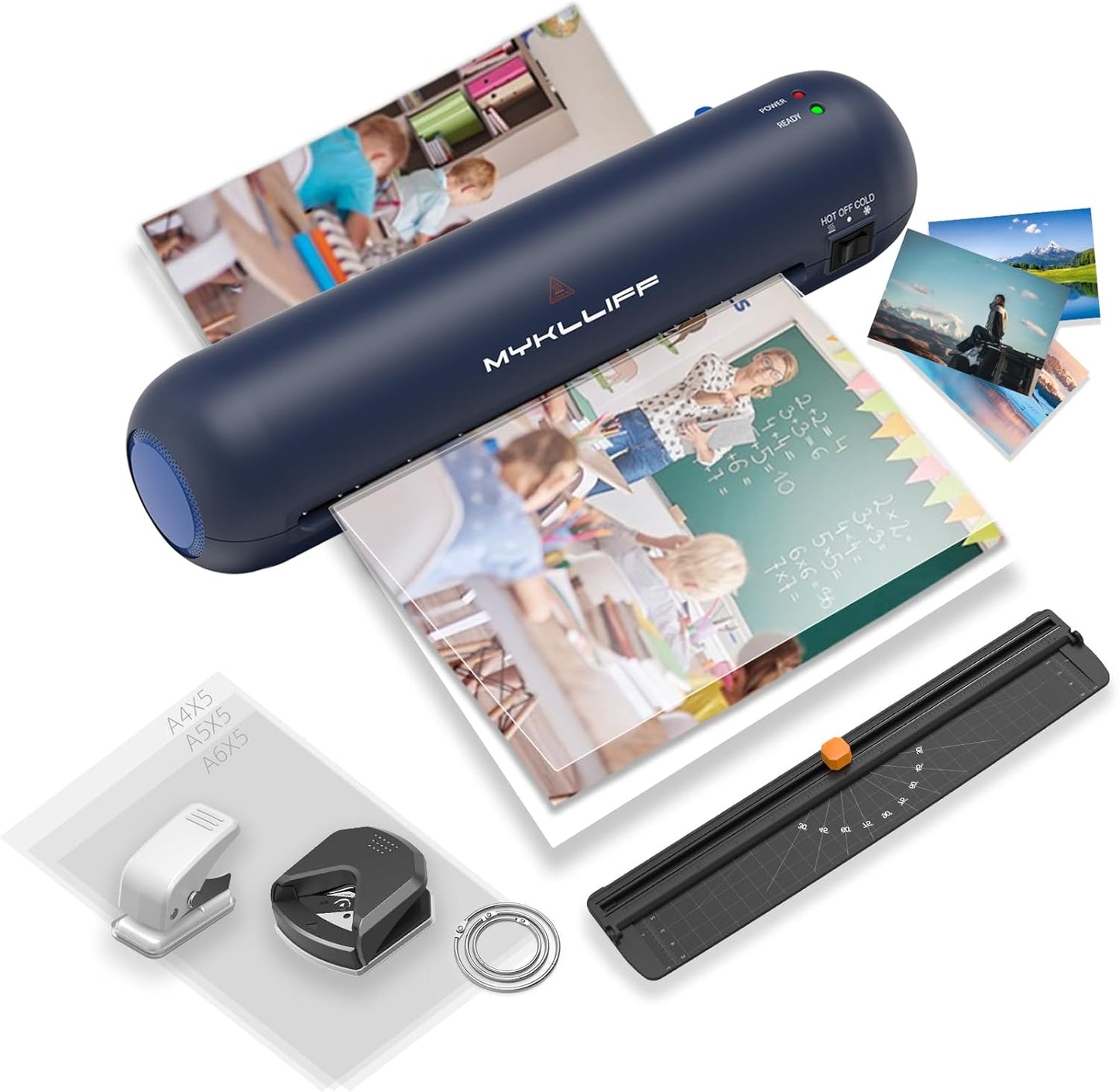 Portable 9-Inch Laminator: Hot & Cold Modes, Jam-Release - MYKLLIFF