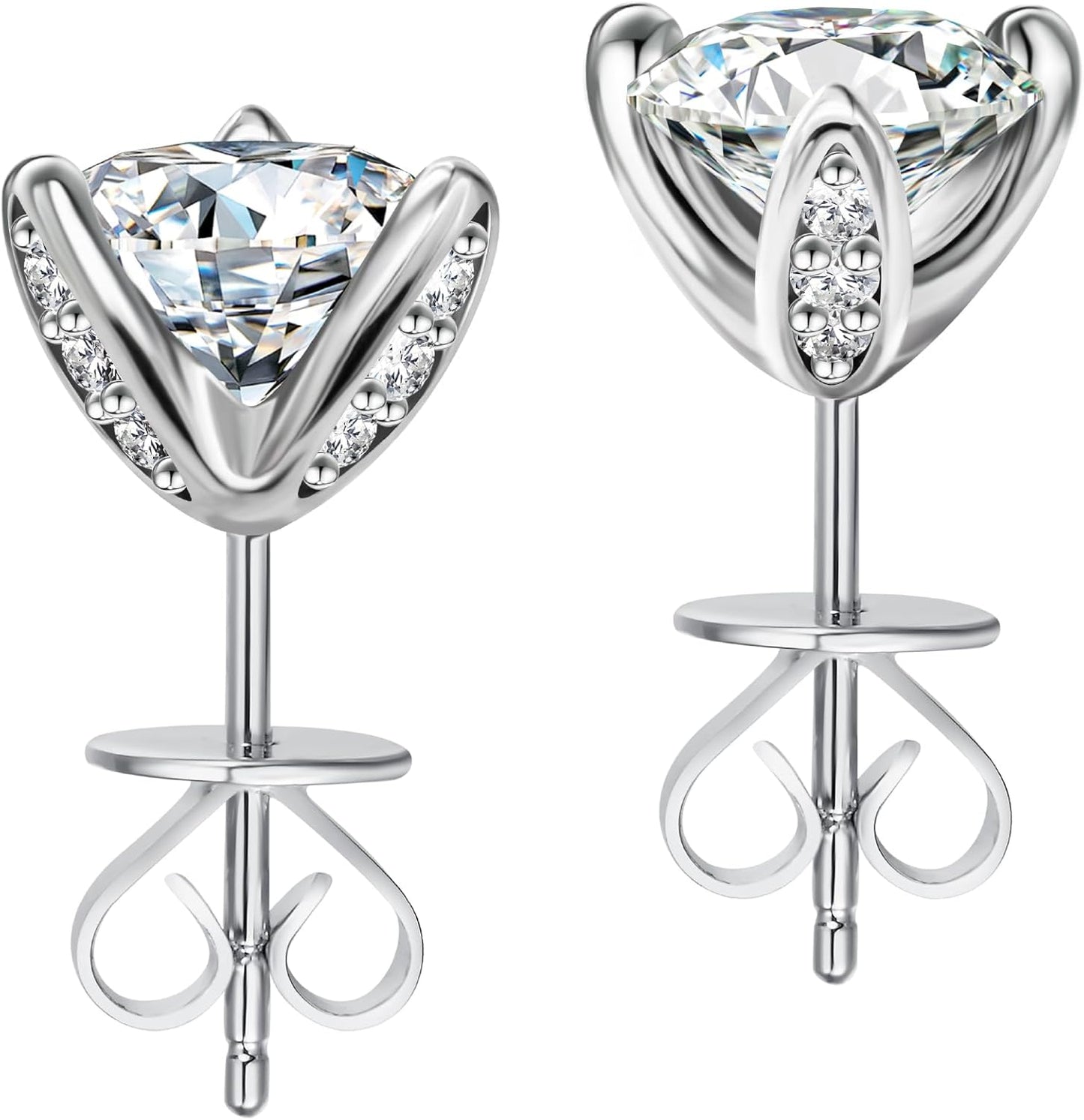 Moissanite Earrings Studs in Sterling Silver for Women Gift