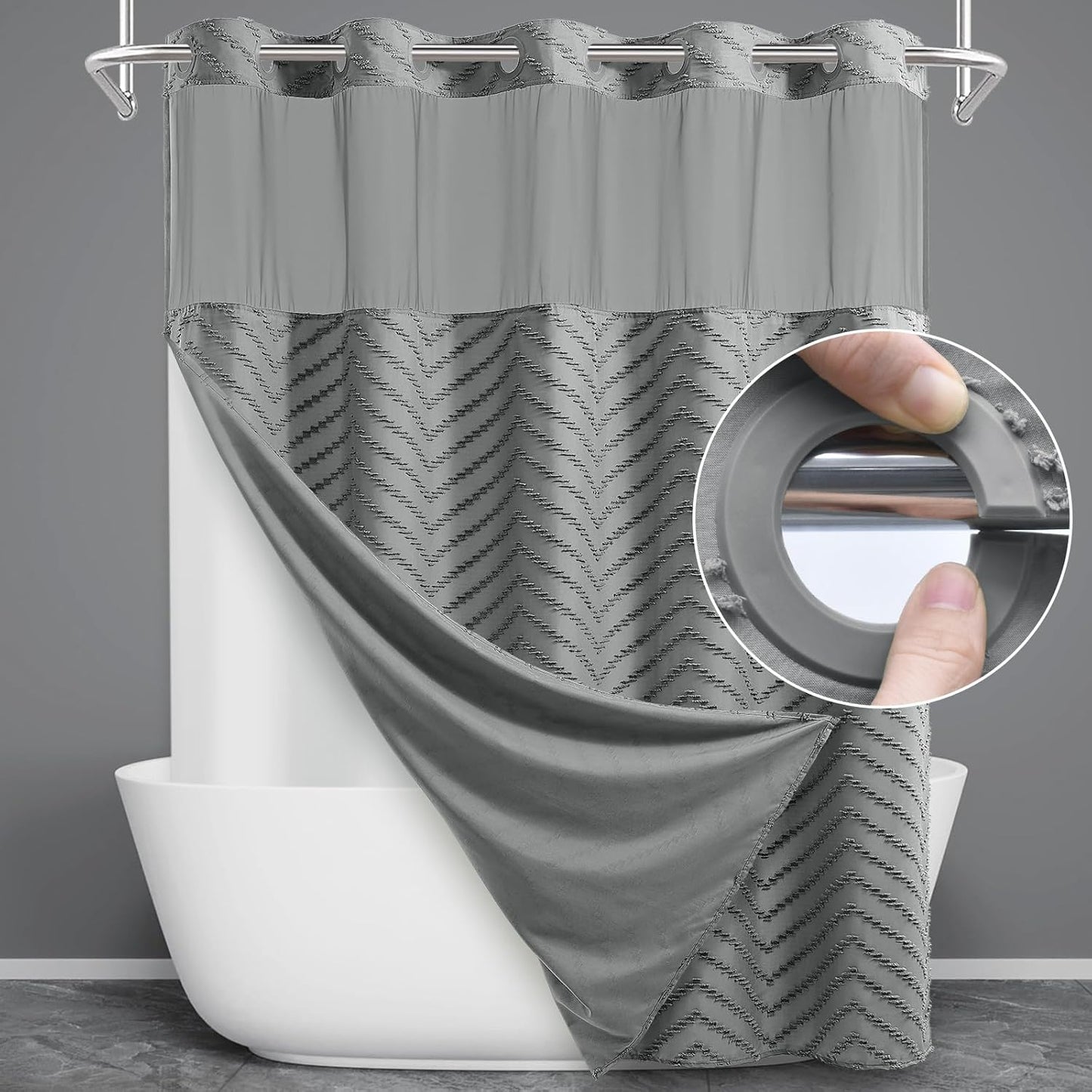 WONICY Boho Chevron Shower Curtain Set