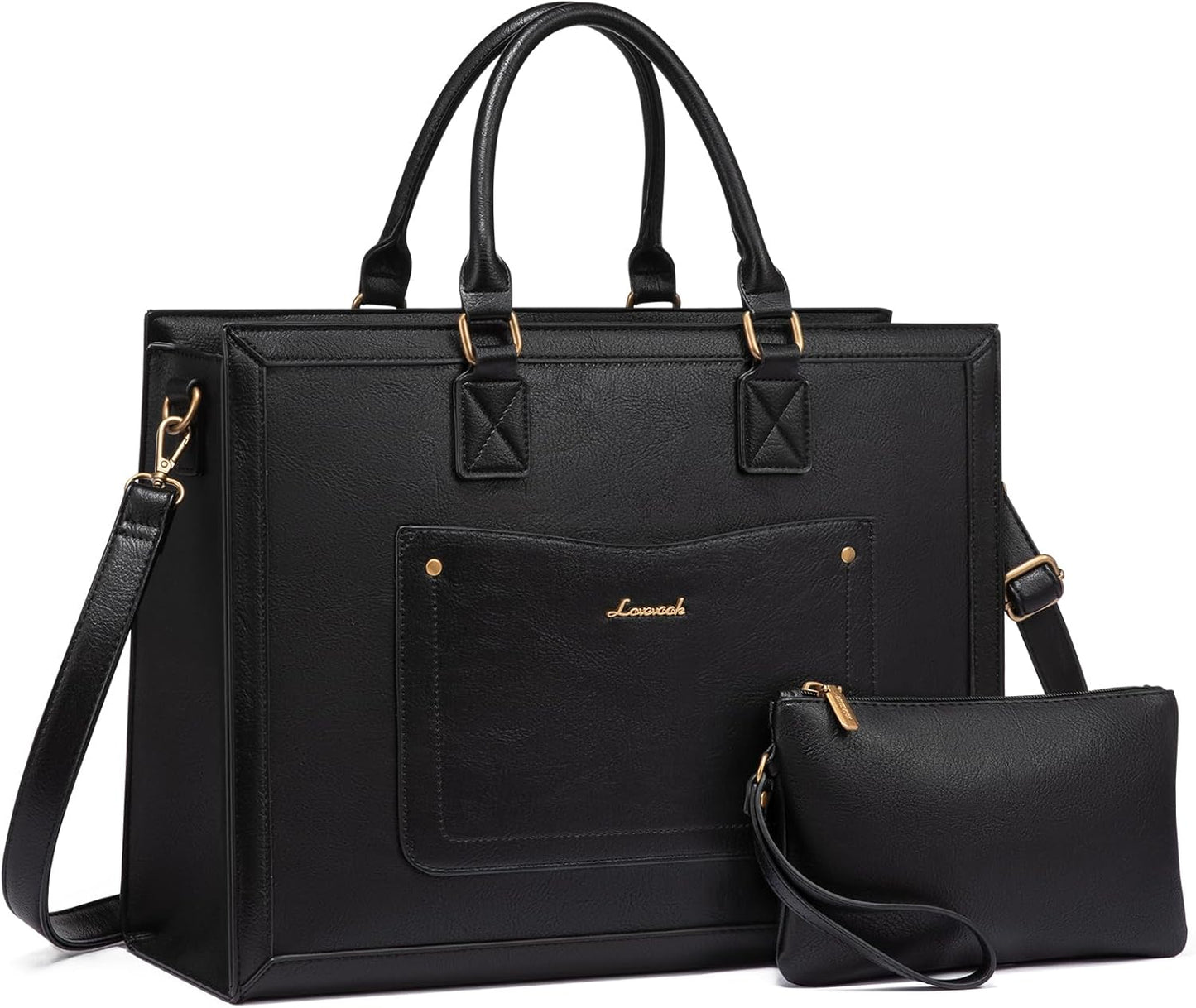 LOVEVOOK Laptop Tote Bag for Women, Vintage Leather Work Bag