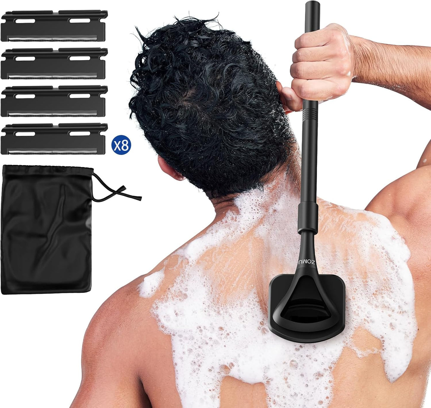 ZOMU Back Shavers for Men: Ergonomic Long Handle Hair Shaver