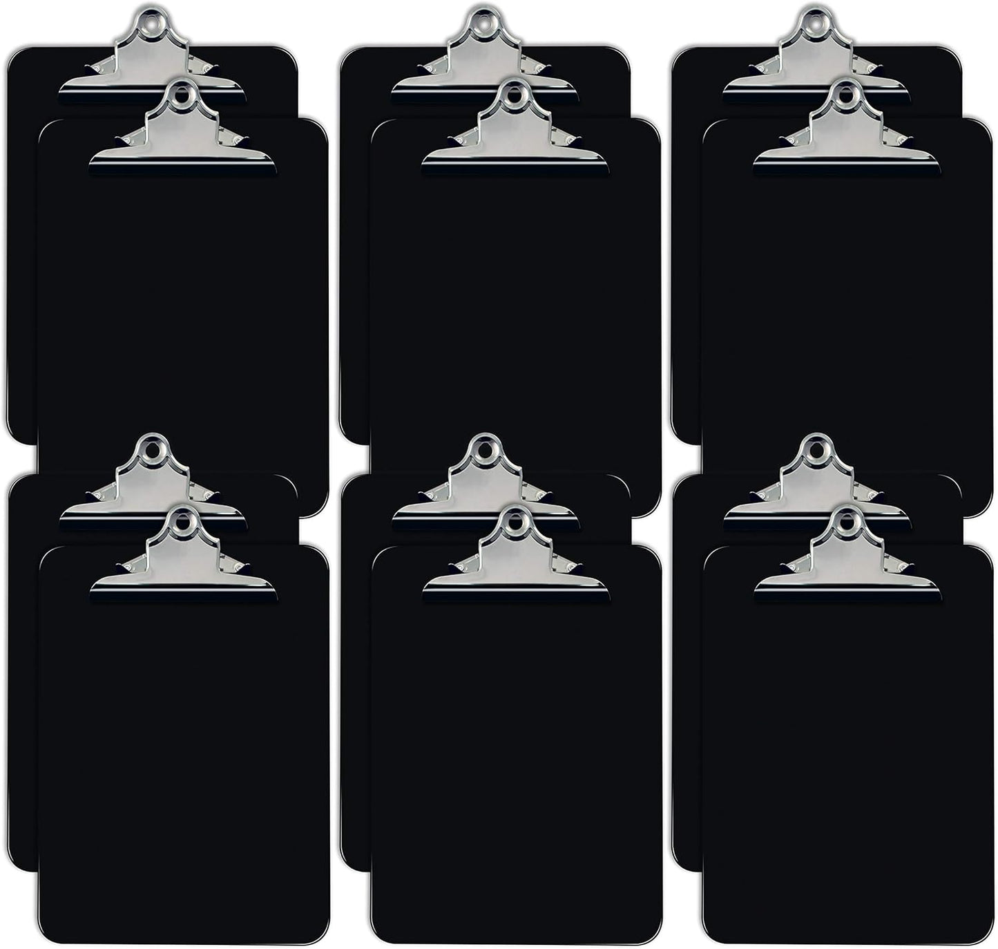 Durable Black Plastic Clipboards Set of 12 for Office Use