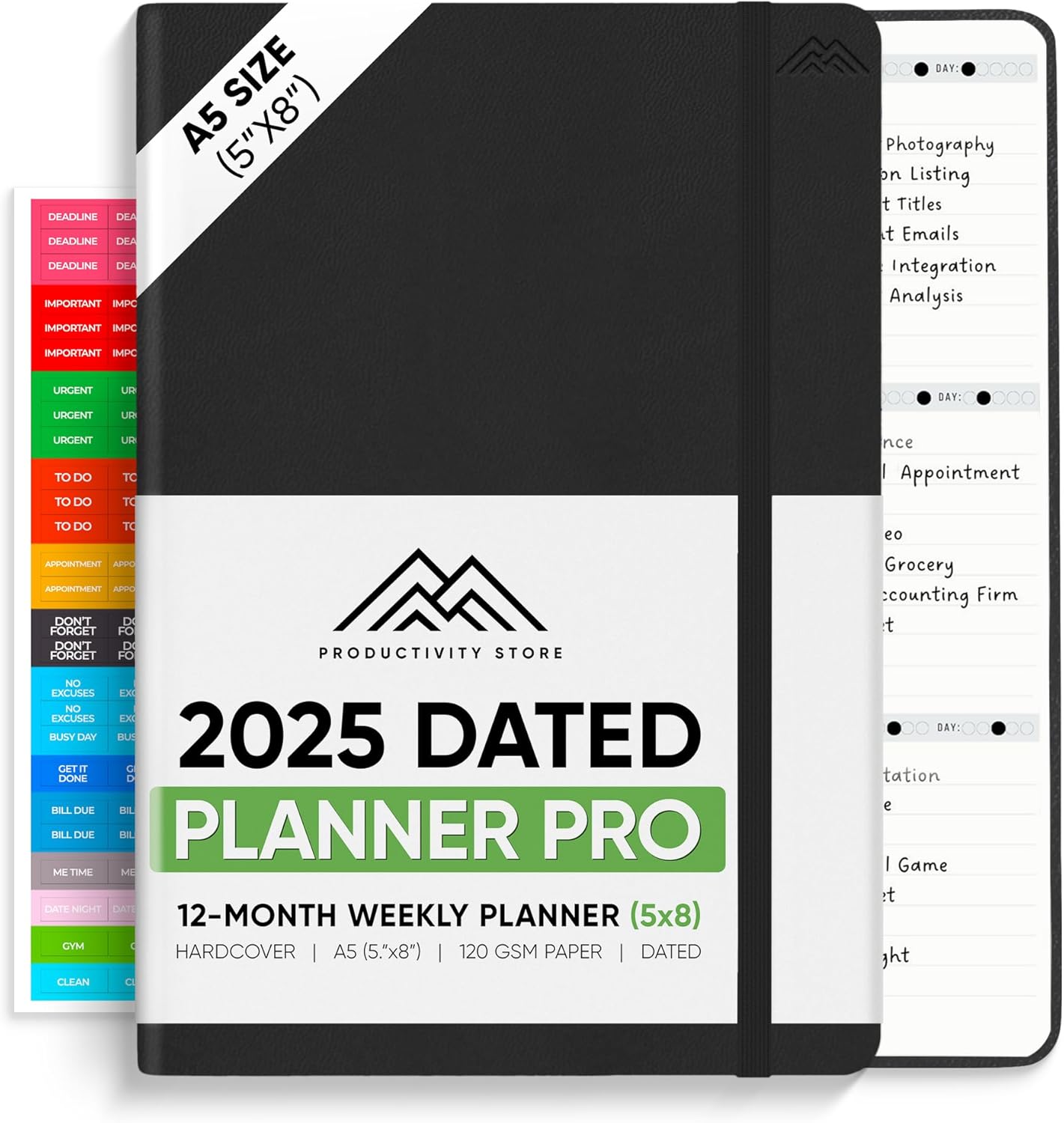 2025 Goal-Achiever Planner by PRODUCTIVITY STORE - A5, BLACK