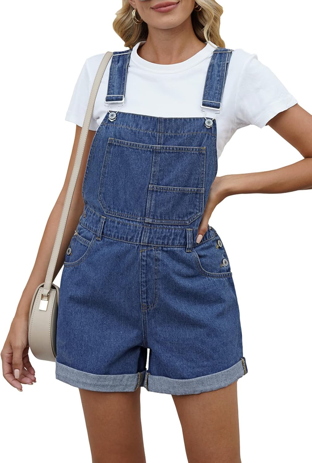 Pink Queen Women's Denim Shortalls for Casual Summer Style