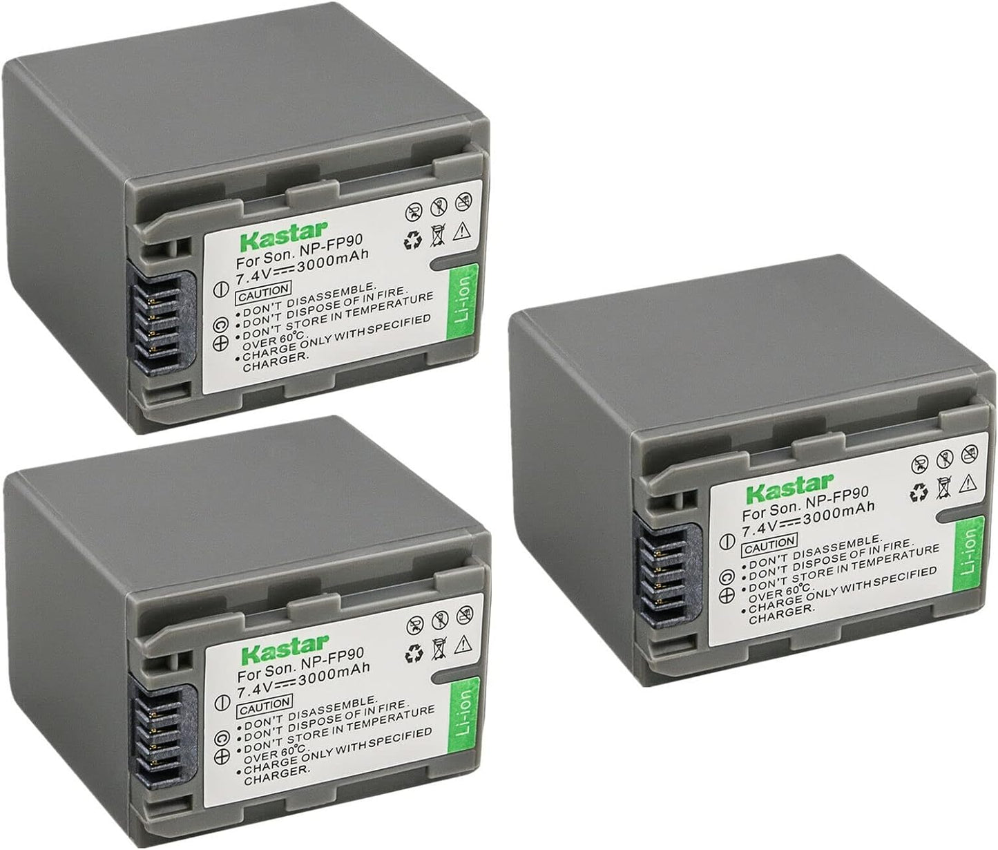 Kastar 3-Pack NP-FP90 / NP-FP91 Batteries for Sony Cameras