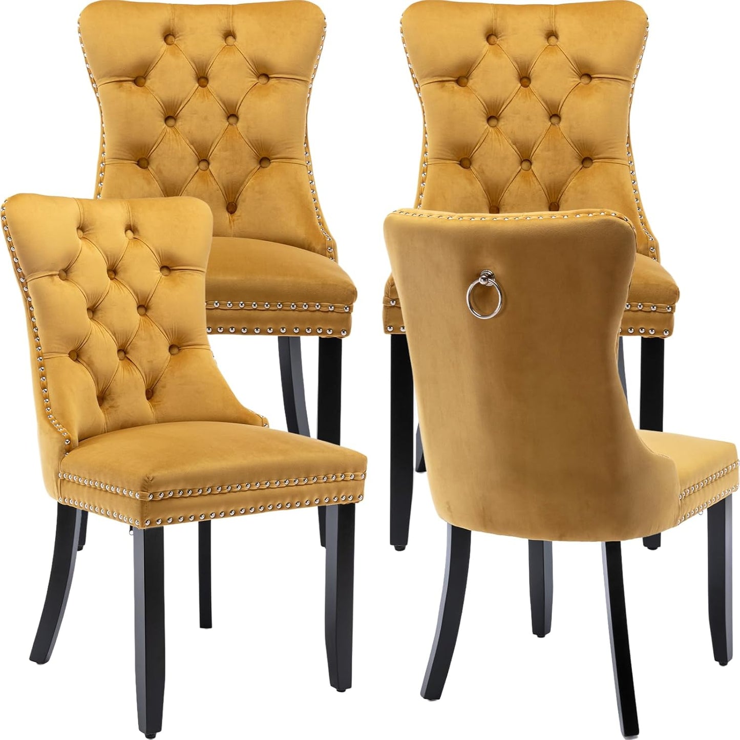 Gold Velvet Kitchen Chairs Set of 4 for Stylish Dining Rooms