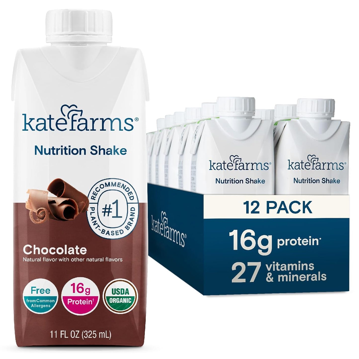 KATE FARMS Organic Nutrition Shake with 16g Protein and Vitamins