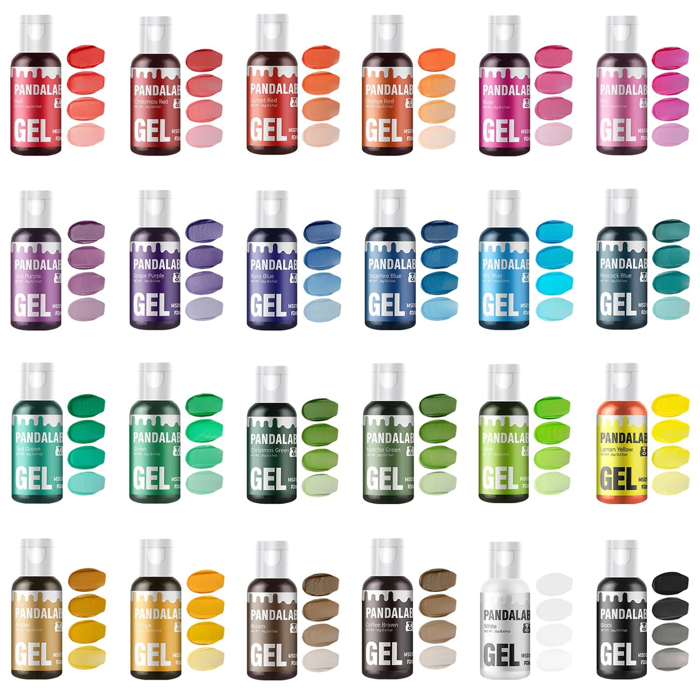 Vibrant Gel Food Coloring Set - 24 Colors for Baking & Crafts