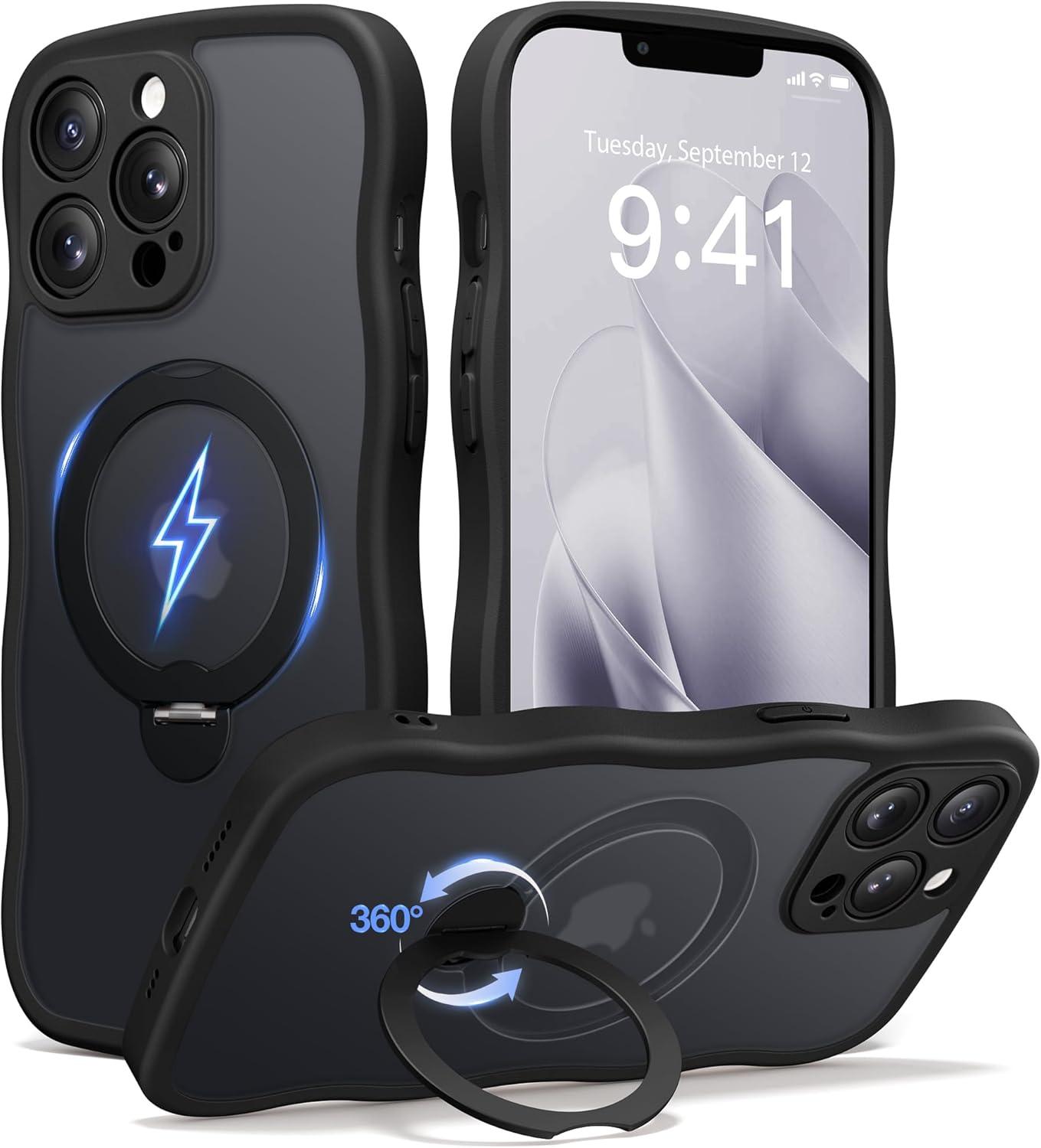 CAPRARO iPhone 13 Pro Case with 360 Spin Magnetic Stand