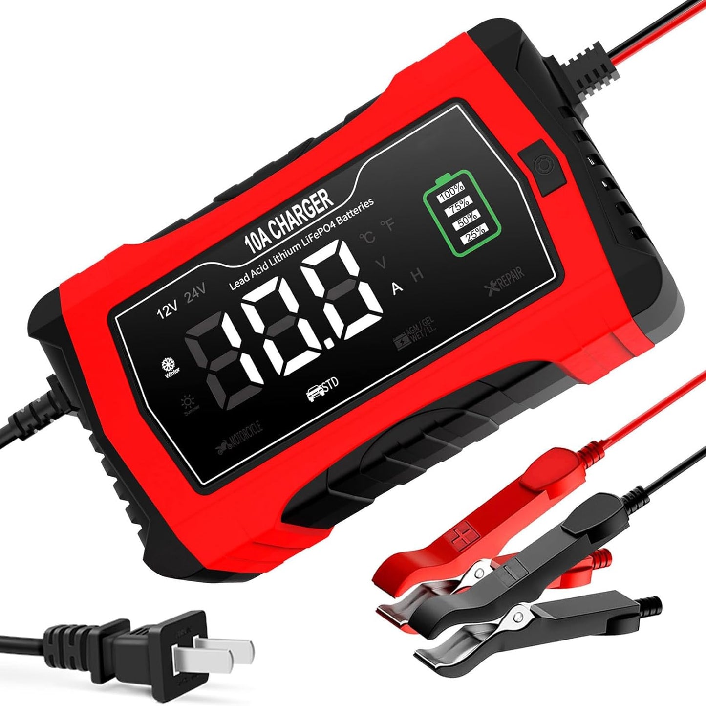 10-Amp Smart Car Battery Charger by Aorika