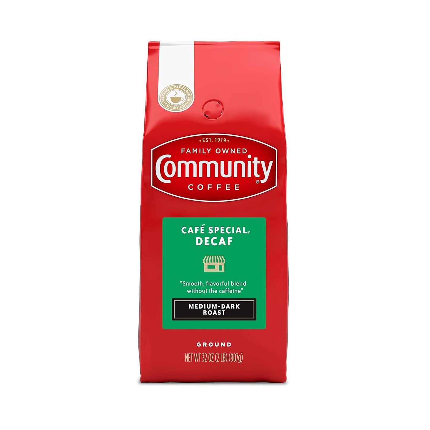 Community Coffee Decaf: Rich Medium Dark Roast, 32oz Bag