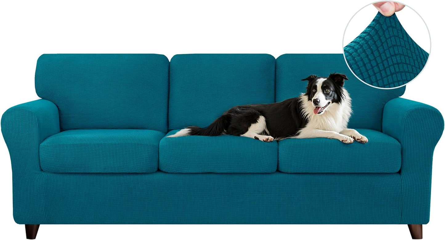 CHUN YI 7 Piece Couch Covers for Large Sofas in Teal Color