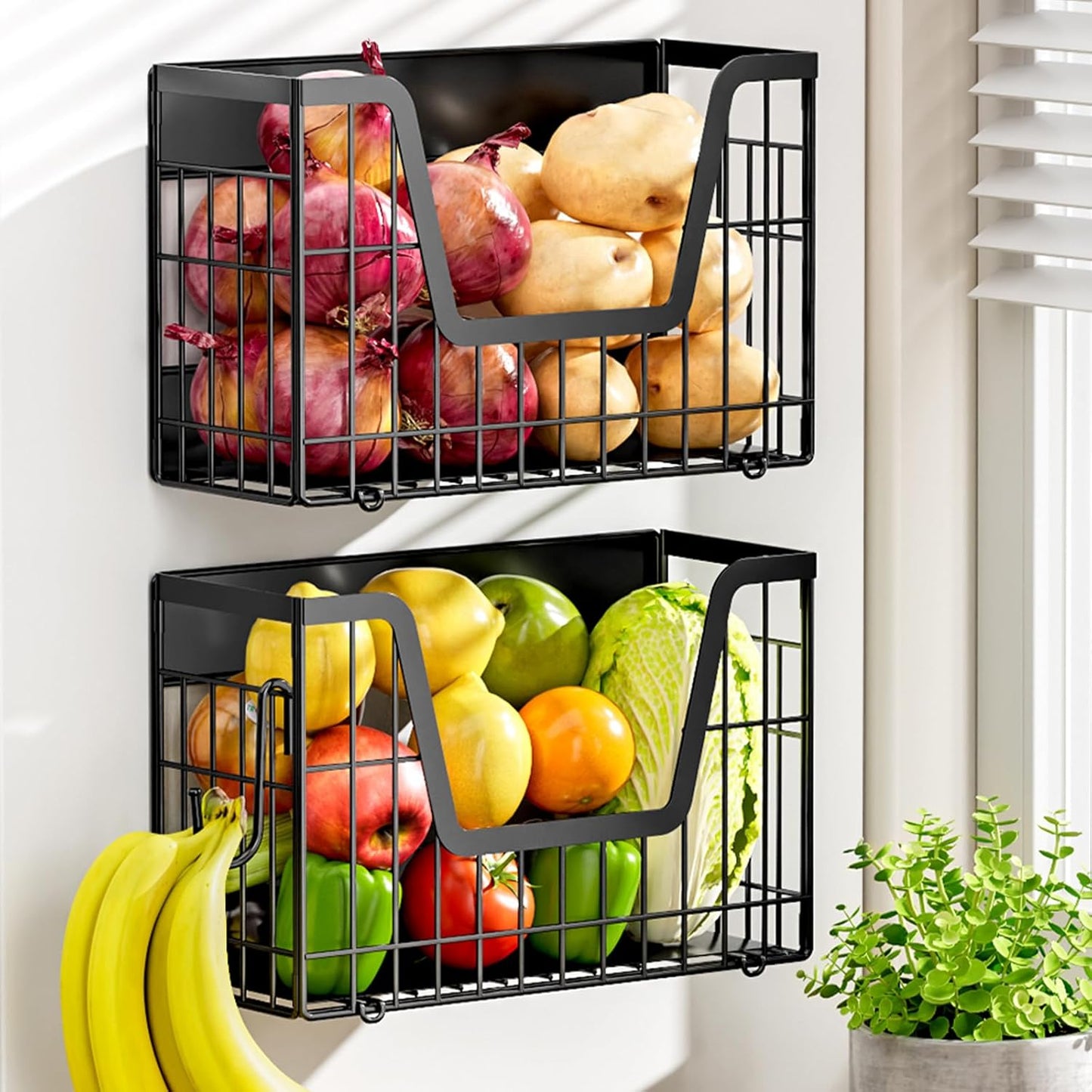 Magnetic Shelf for Fridge - 2 Set Storage Bins for Kitchen