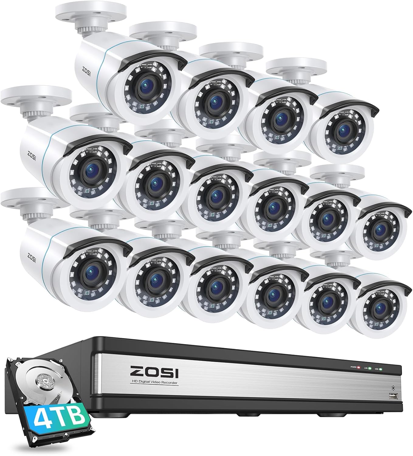 ZOSI H.265+ 16CH Security Camera System with AI Detection