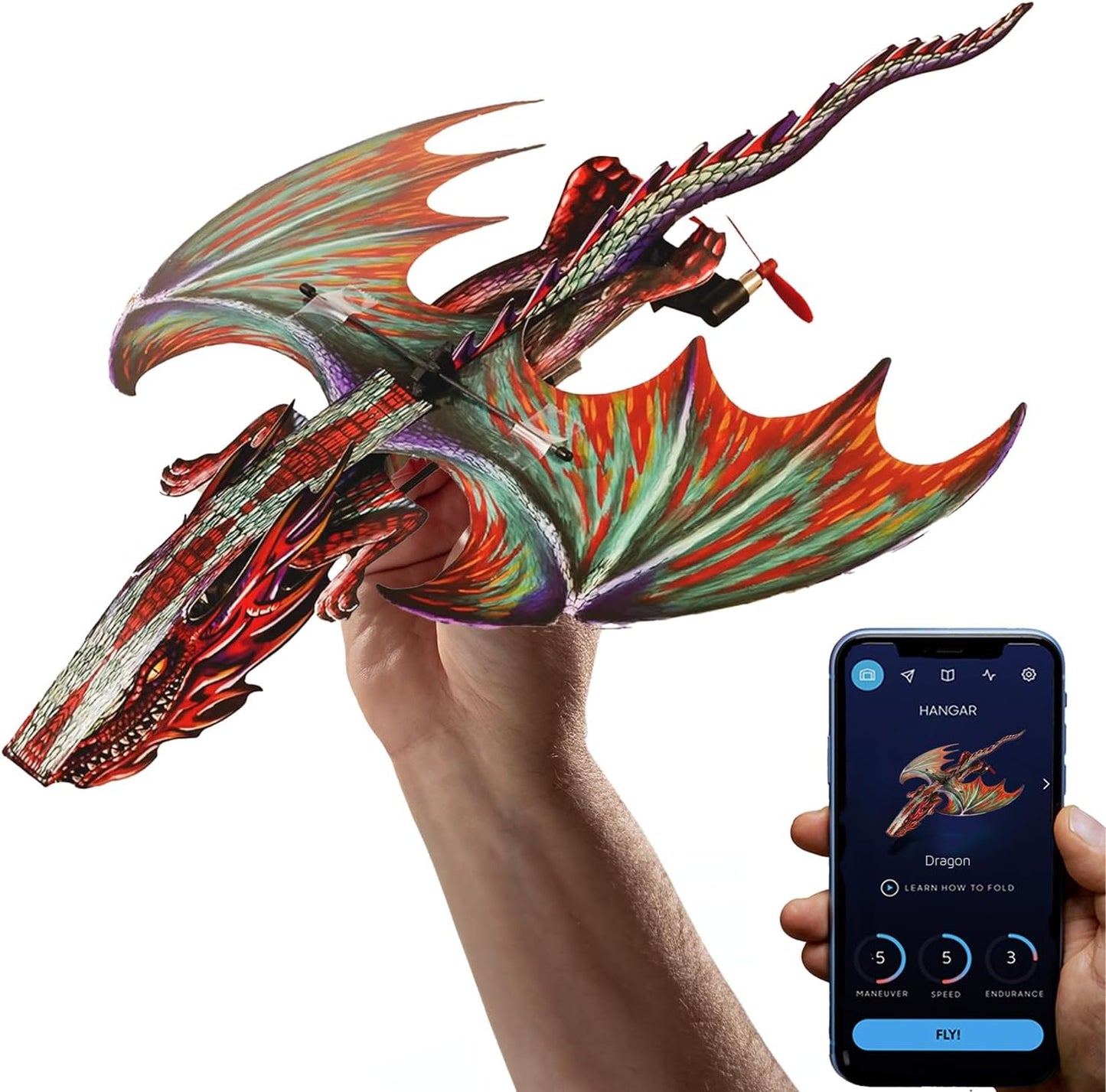 POWERUP 4.0 Dragon Edition - Smartphone Controlled Paper Airplane