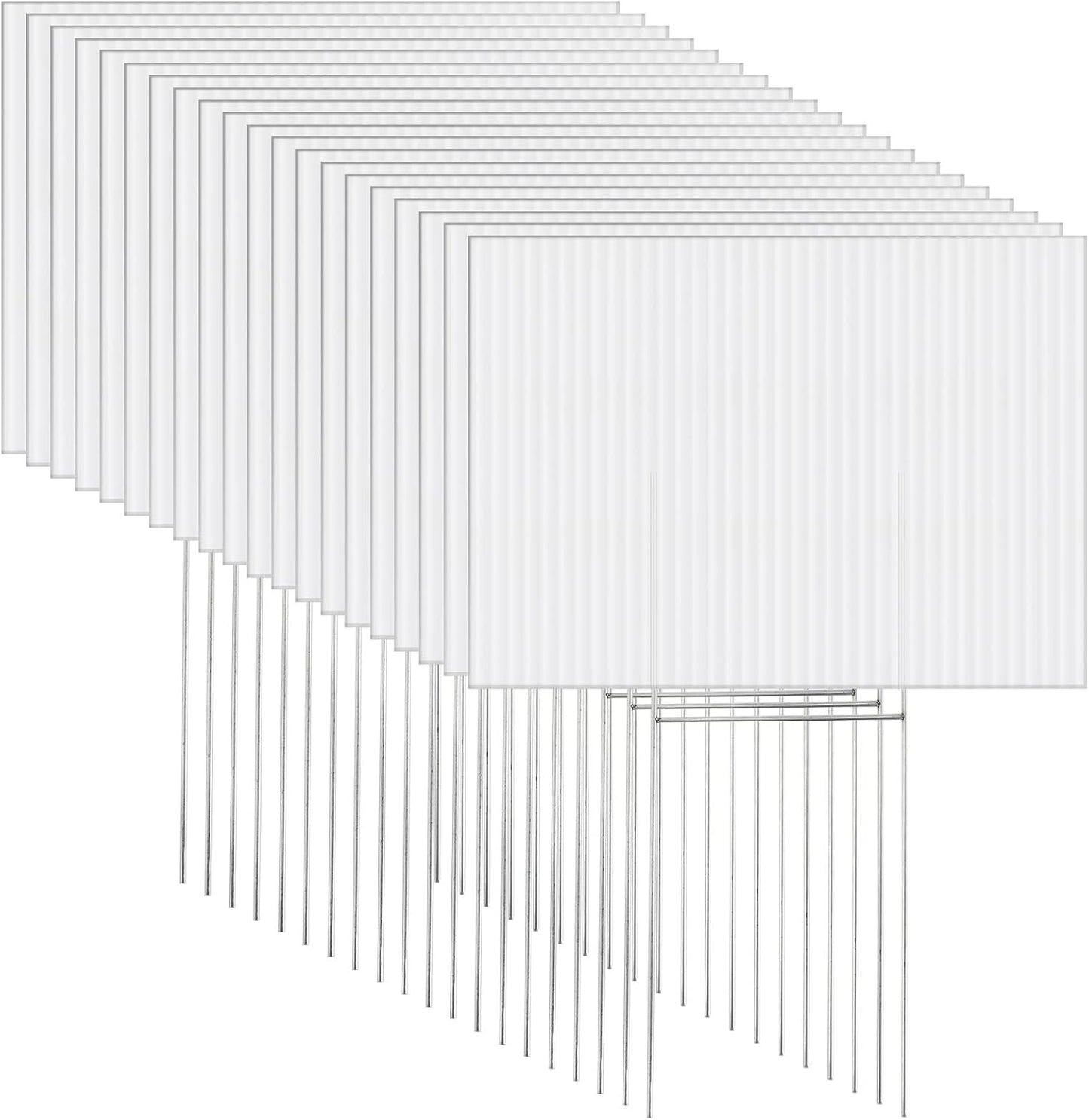 20 Pack Blank Yard Signs with Stakes for Events and Sales