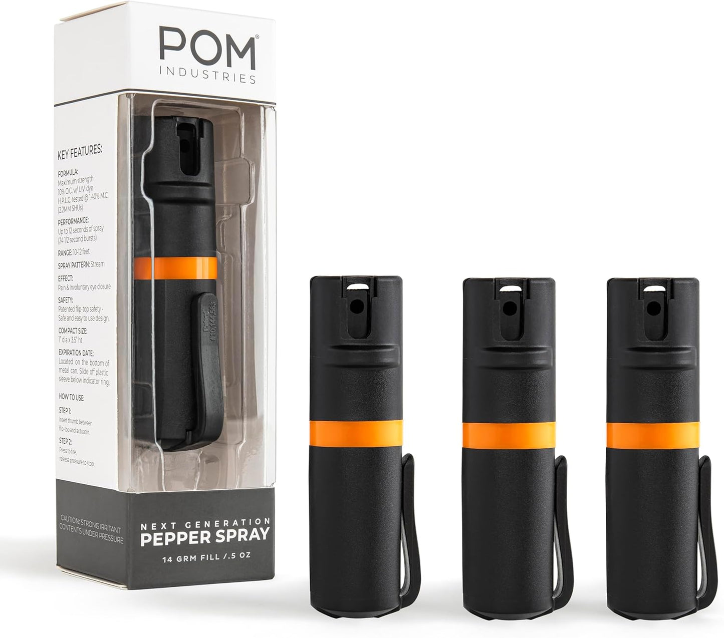 POM Pepper Spray with Quick Flip Top for Everyday Carry Safety