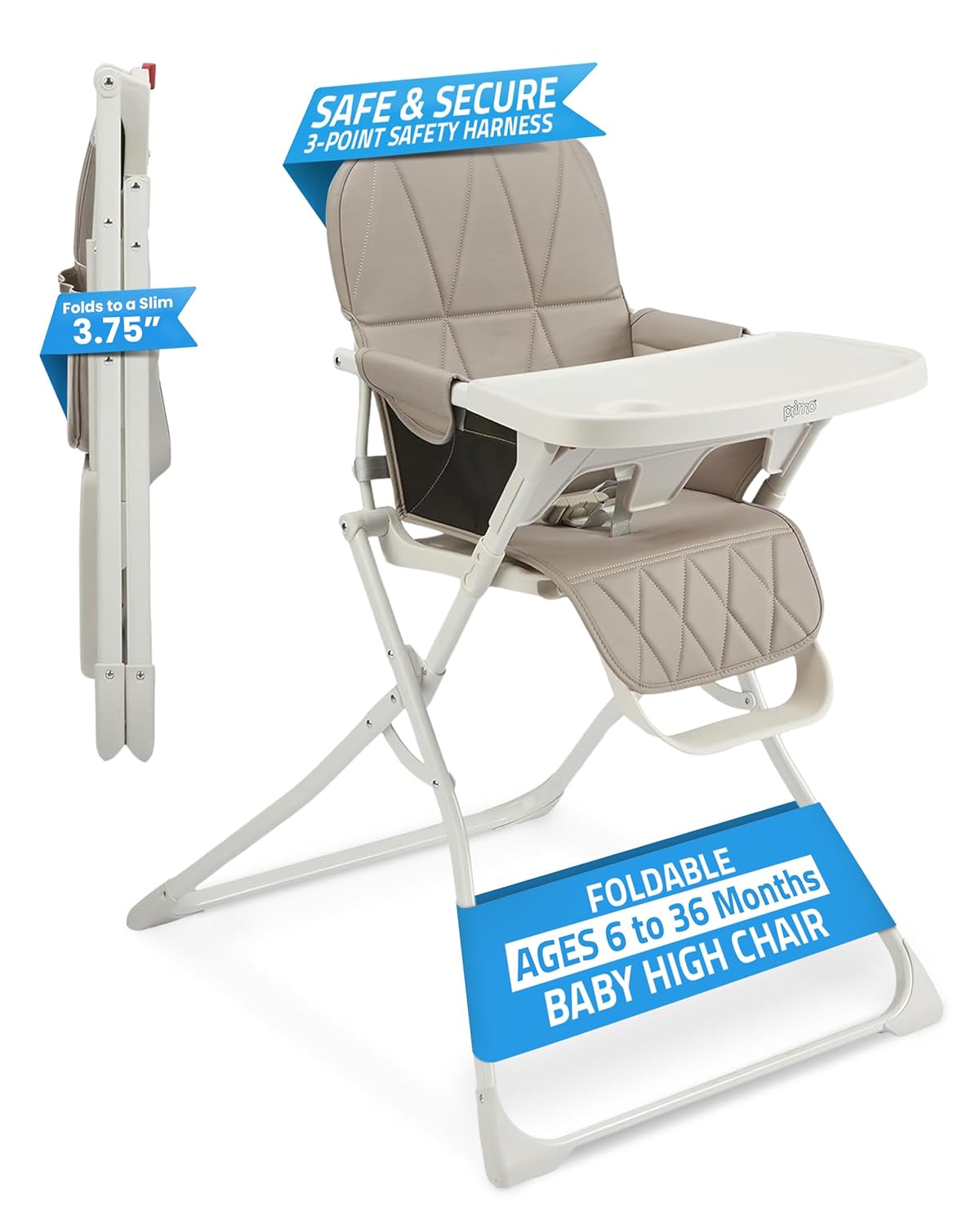 Space-Saving Baby High Chair with Safe Tray - PrimoBaby
