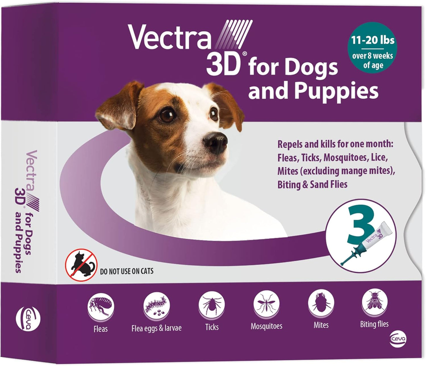 Vectra 3D Small Dog Flea, Tick & Mosquito Treatment 3 Month Supply