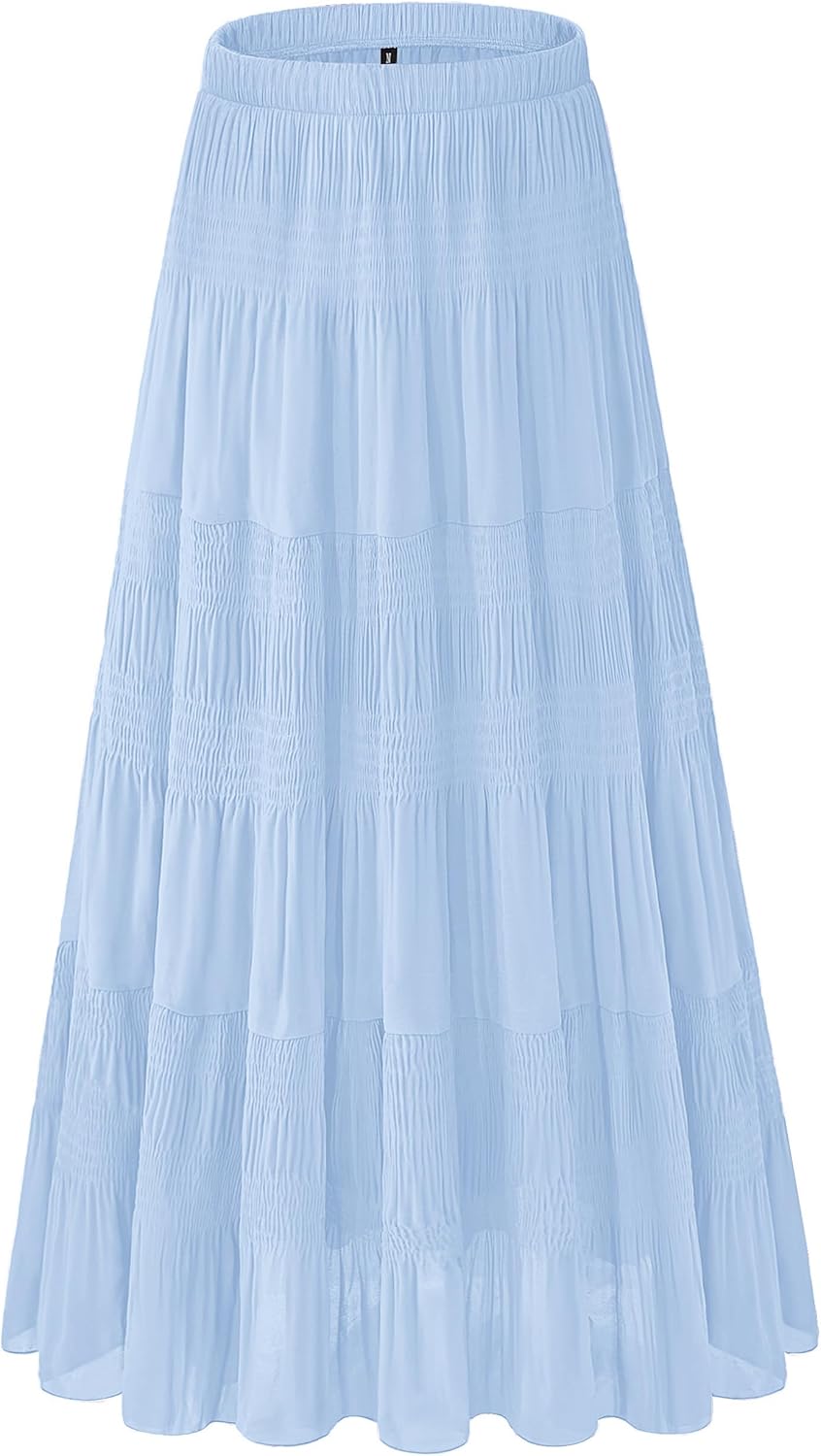 Women's Chiffon White Flowy Maxi Skirt for Boho Style Lovers