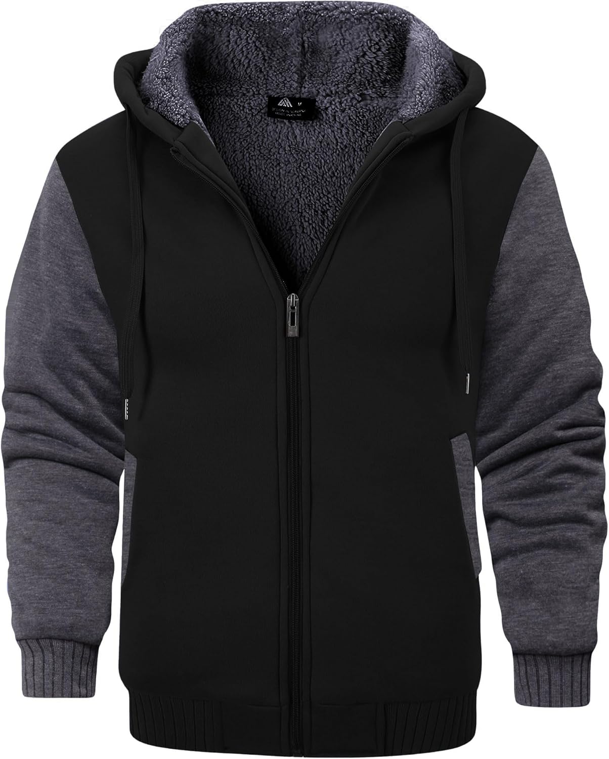 GEEK LIGHTING Mens Fleece-Lined Zip Up Hoodie for Winter Warmth