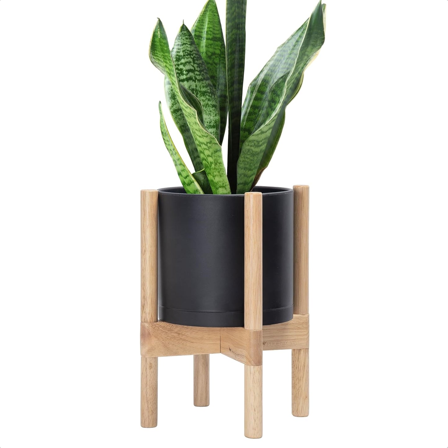 D'vine Dev Planter Pot with Stand - 8 Inch Matte Black Design